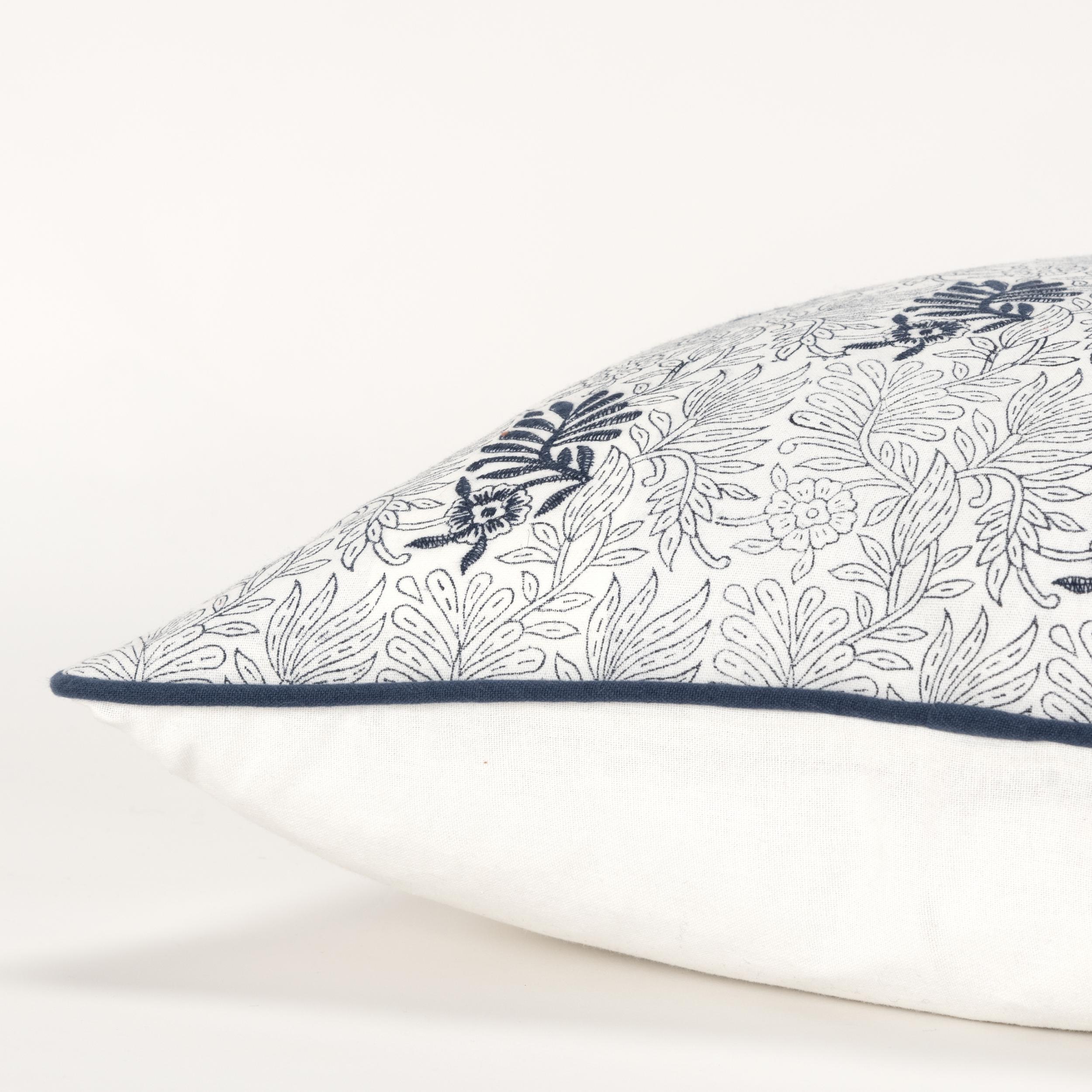 Rizzy Home Block Print Collection Decorative Throw Pillow, Dark Blue, large