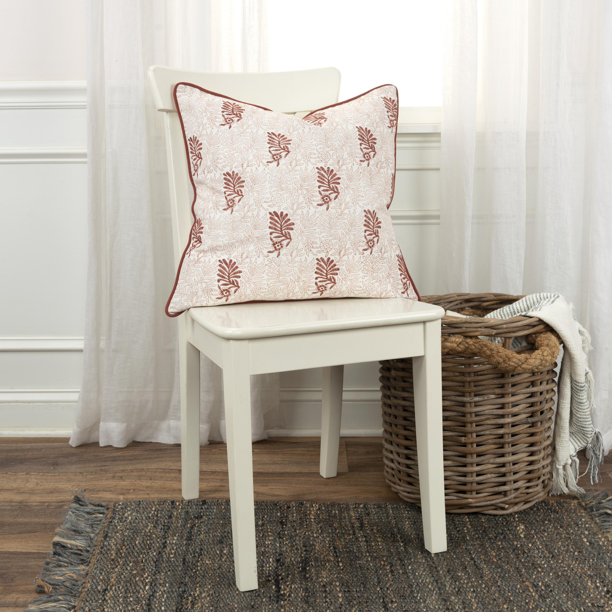 Rizzy Home Block Print Collection Decorative Throw Pillow, Red, rollover