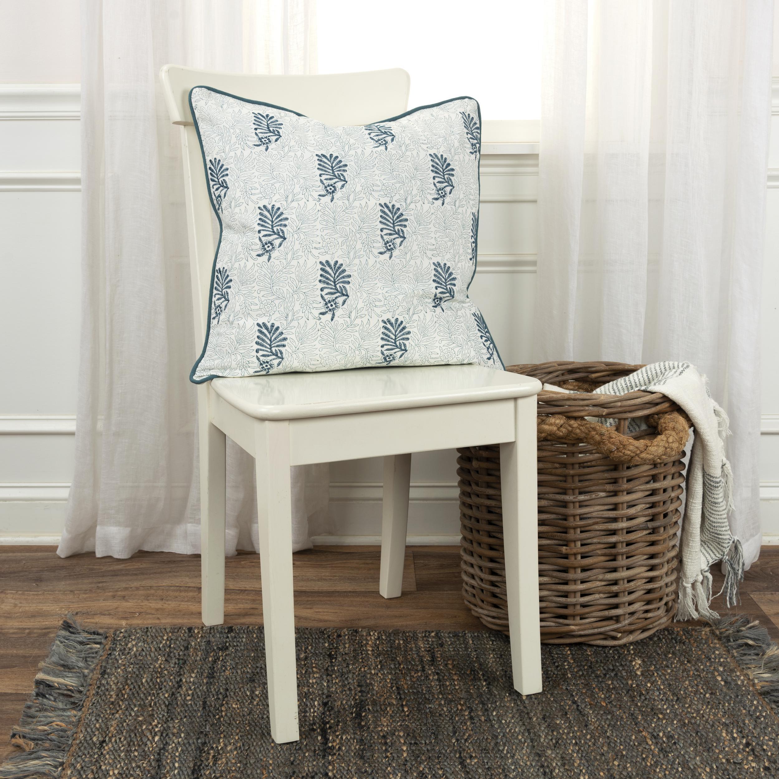 Rizzy Home Block Print Collection Decorative Throw Pillow, Teal, large