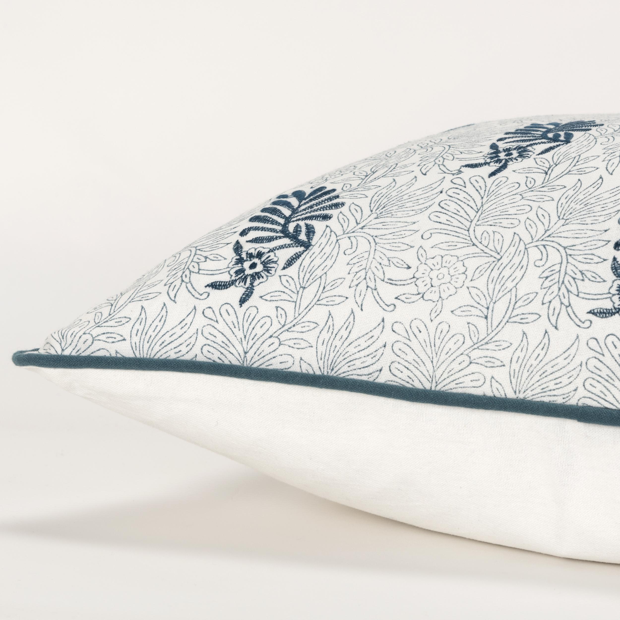 Rizzy Home Block Print Collection Decorative Throw Pillow, Teal, large