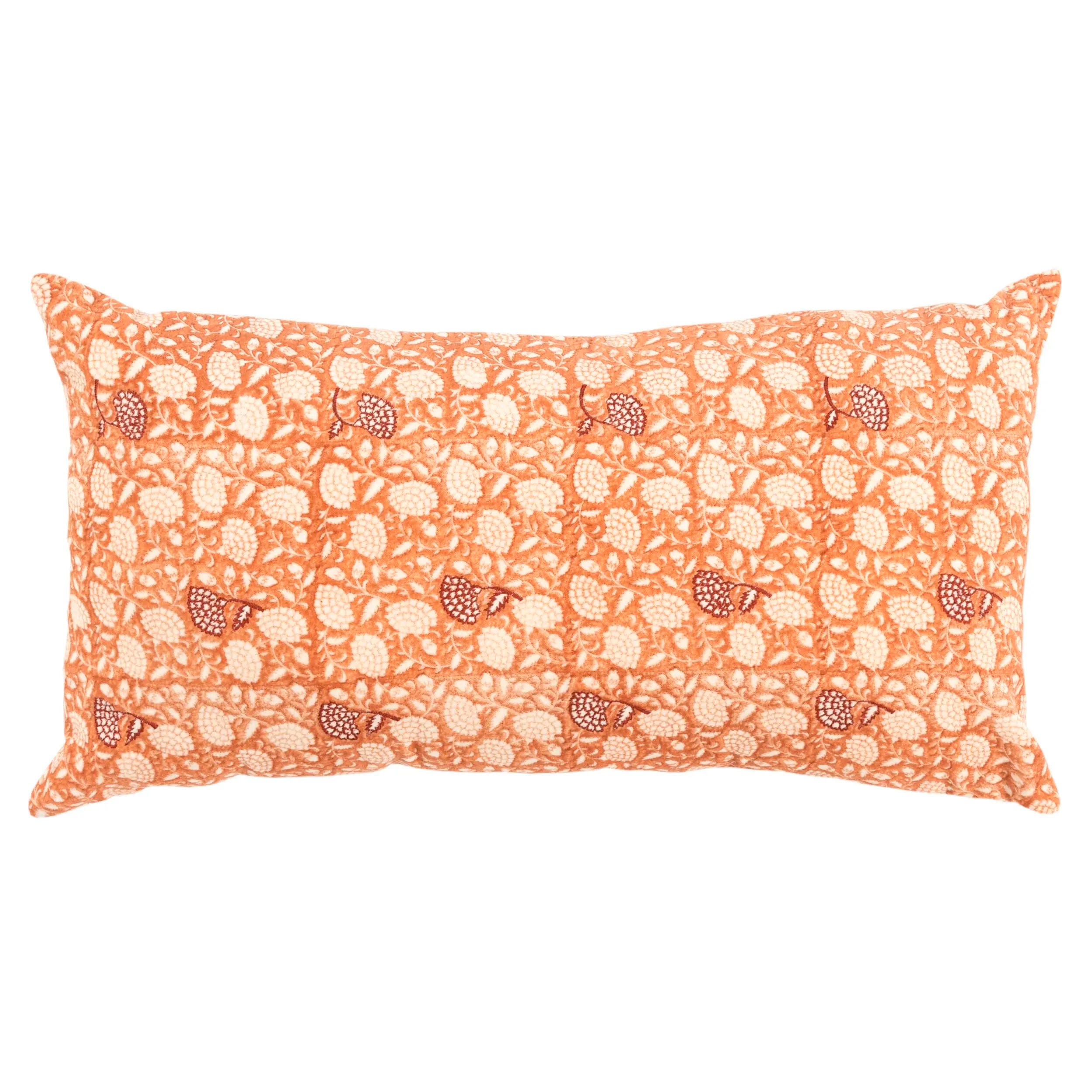 Rizzy Home Block Print Collection Botanical Decorative Throw Pillow, Light Orange, large