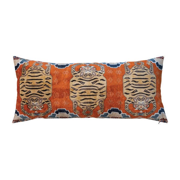 Storied Home Tiger Pattern Lumbar Pillow, , large