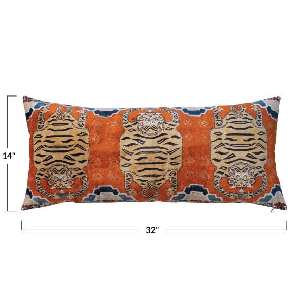 Storied Home Tiger Pattern Lumbar Pillow, , large