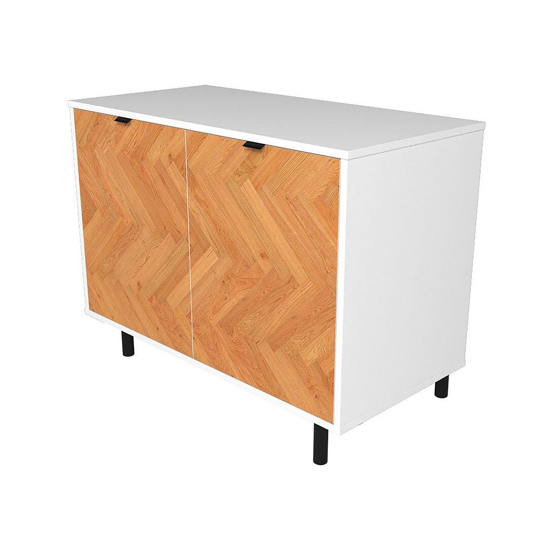 Manhattan Comfort Liam 35" 2-Shelf Accent Cabinet, White/Brown, large