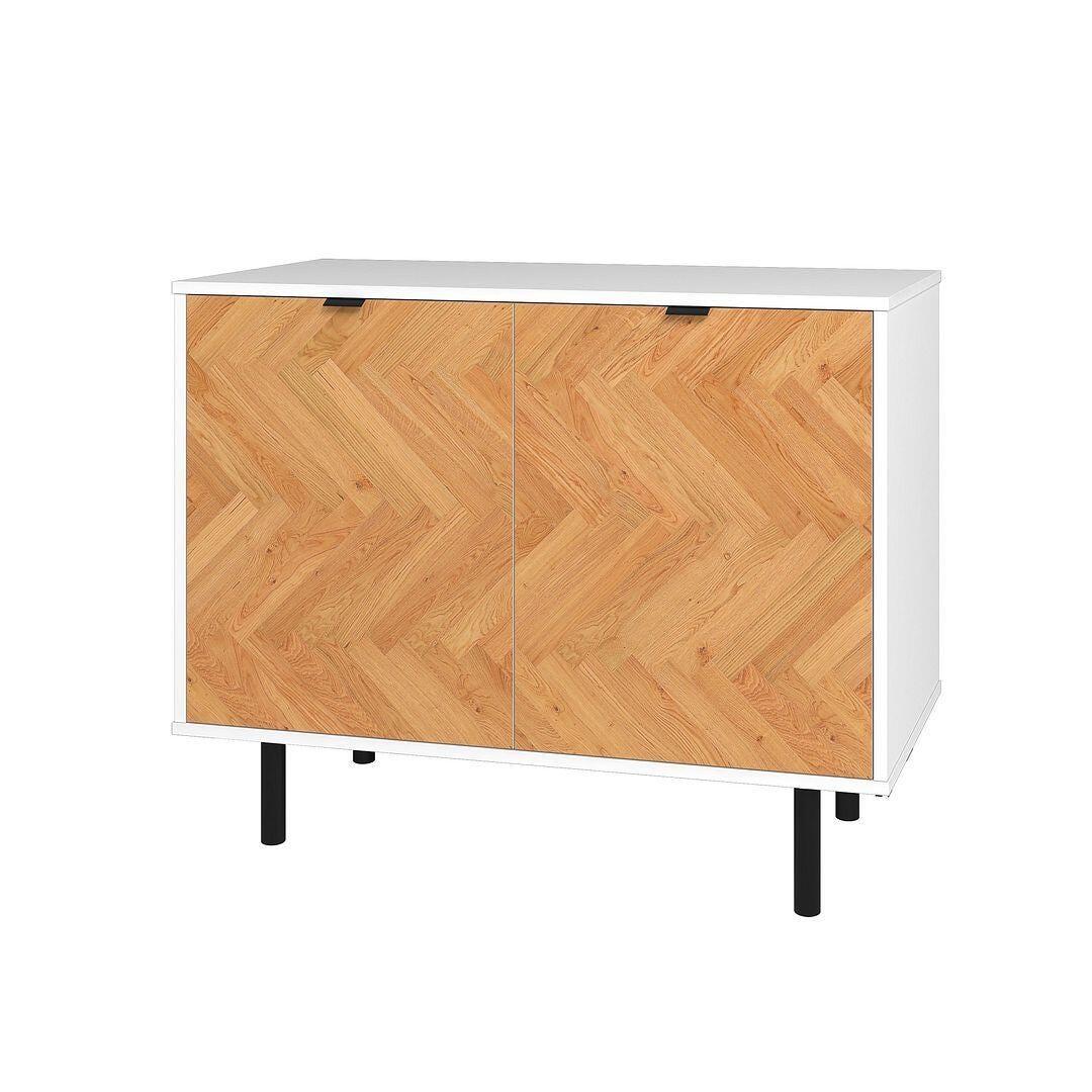 Manhattan Comfort Liam 35" 2-Shelf Accent Cabinet, White/Brown, large