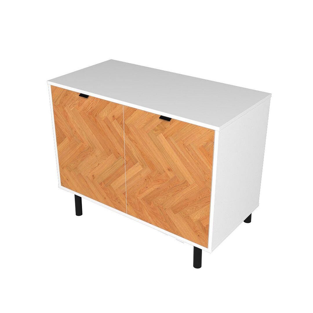 Manhattan Comfort Liam 35" 2-Shelf Accent Cabinet, White/Brown, large