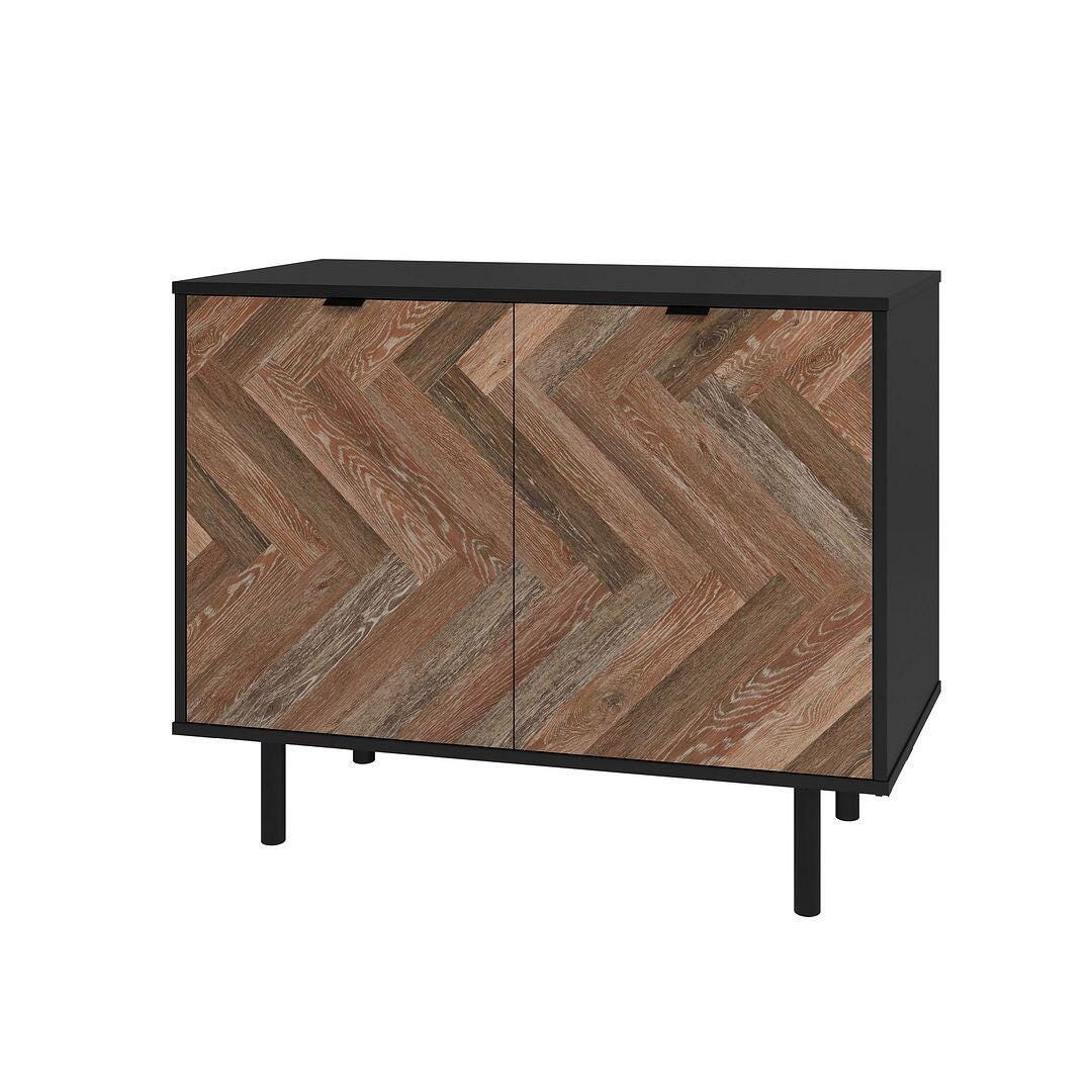 Manhattan Comfort Liam 35" 2-Shelf Accent Cabinet, Black/Brown, large