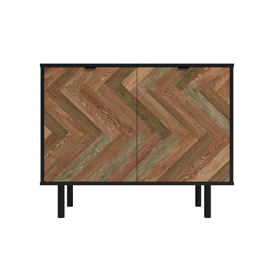 Manhattan Comfort Liam 35" 2-Shelf Accent Cabinet, Black/Brown, large