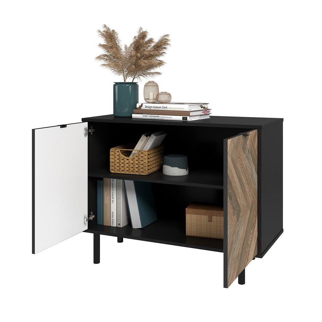 Manhattan Comfort Liam 35" 2-Shelf Accent Cabinet, Black/Brown, large