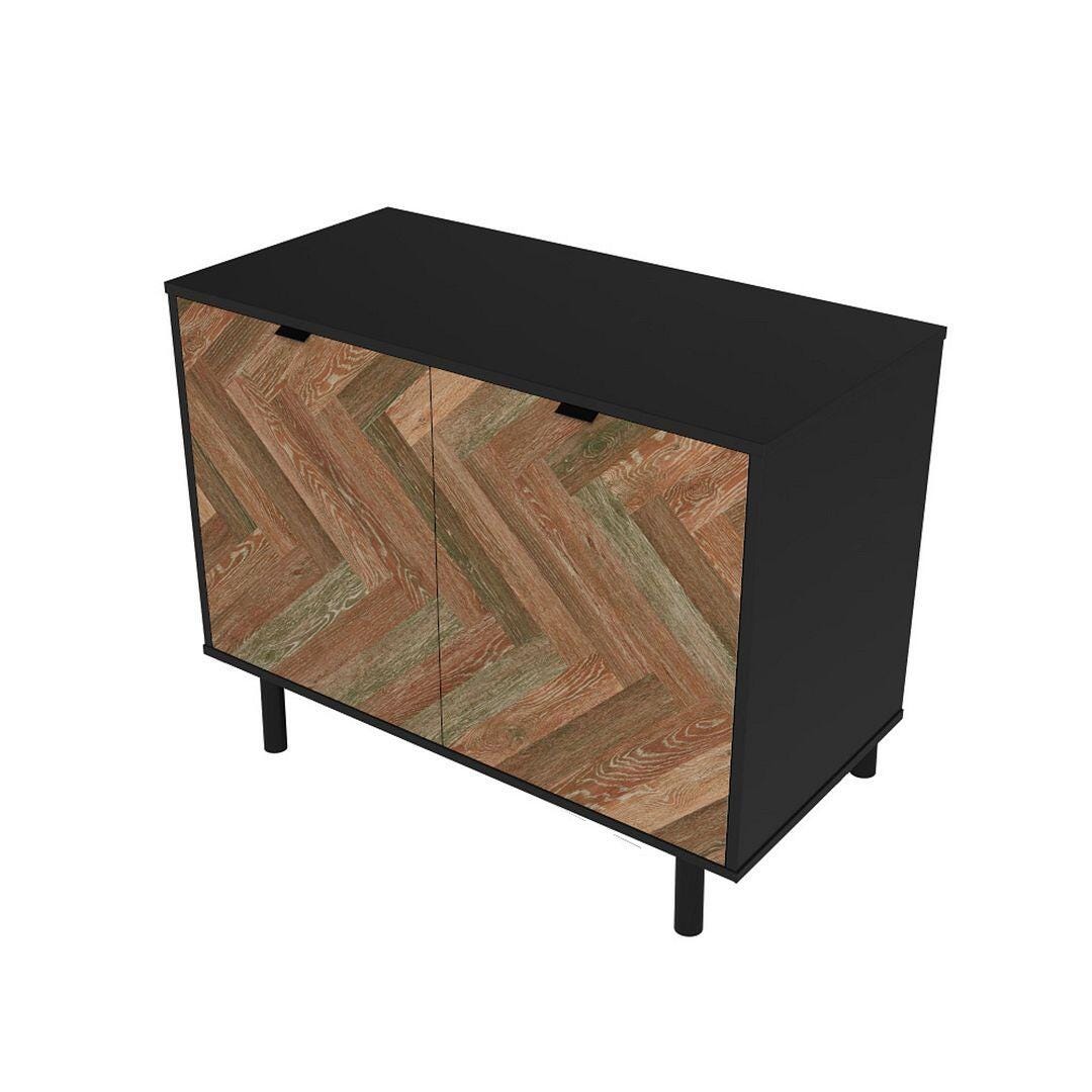Manhattan Comfort Liam 35" 2-Shelf Accent Cabinet, Black/Brown, large