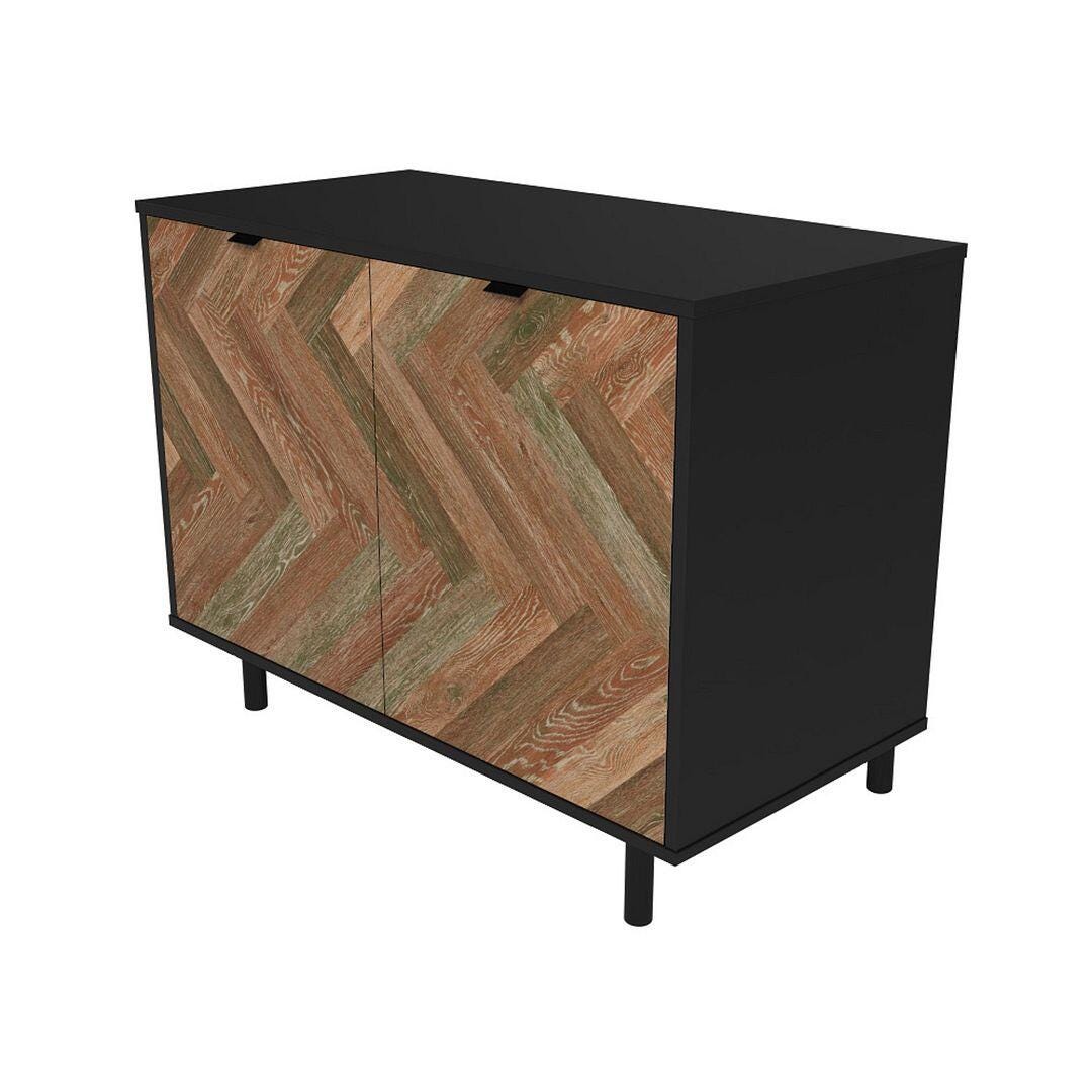 Manhattan Comfort Liam 35" 2-Shelf Accent Cabinet, Black/Brown, large