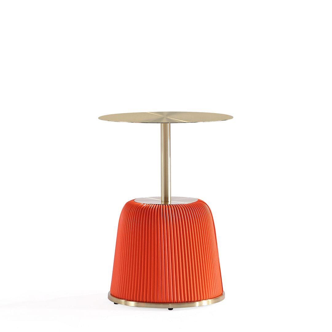 Manhattan Comfort Anderson Leatherette Accent End Table, Orange, large