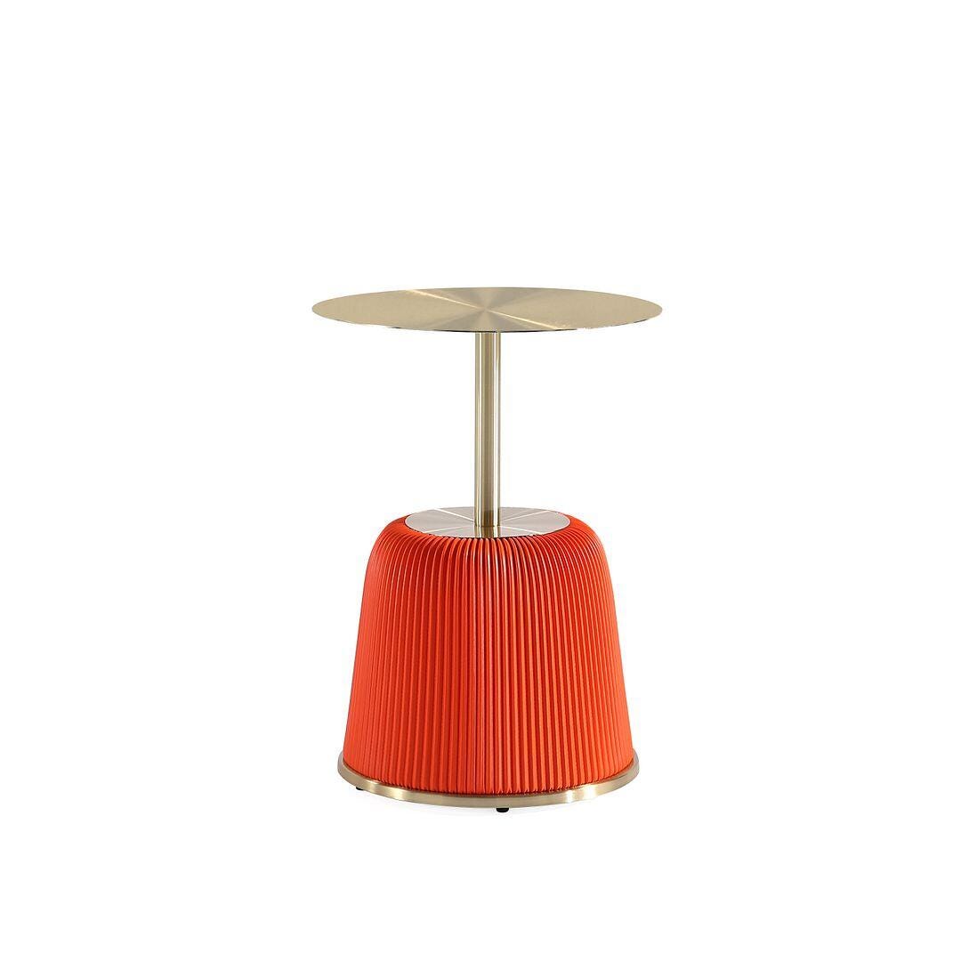 Manhattan Comfort Anderson Leatherette Accent End Table, Orange, large