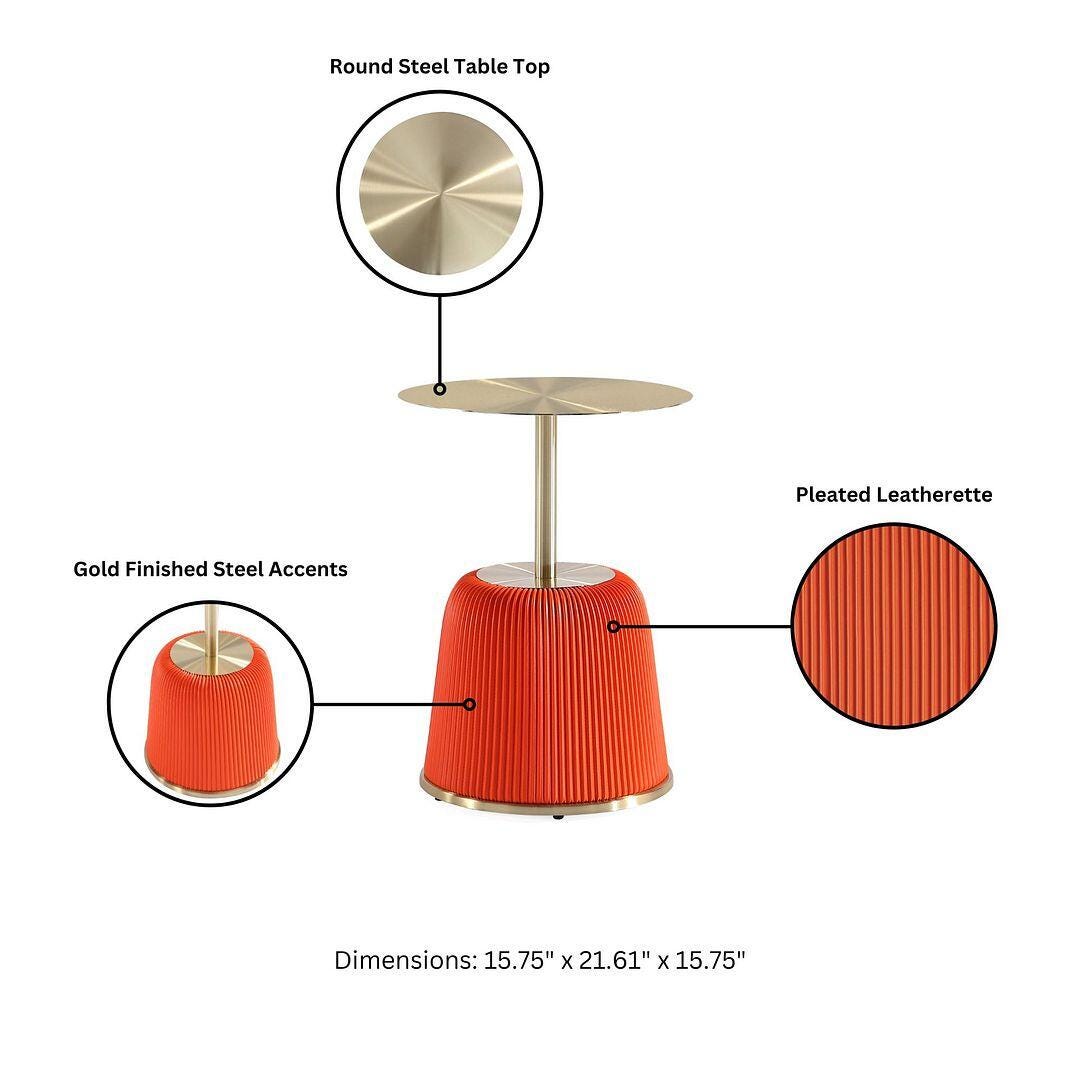 Manhattan Comfort Anderson Leatherette Accent End Table, Orange, large