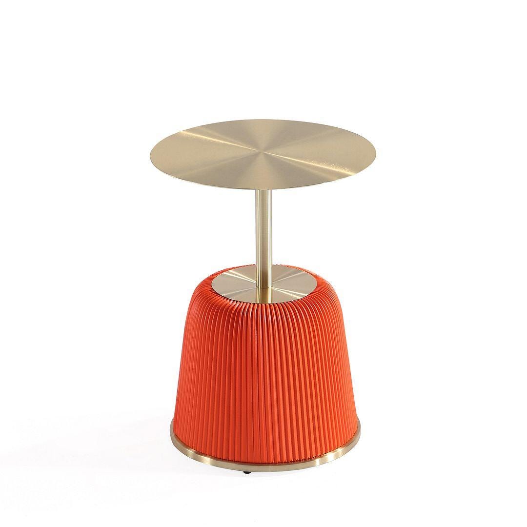 Manhattan Comfort Anderson Leatherette Accent End Table, Orange, large