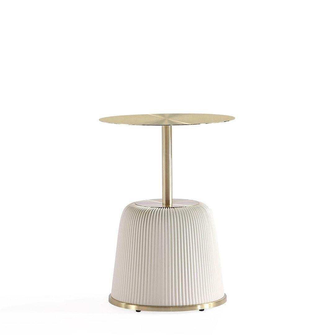 Manhattan Comfort Anderson Leatherette Accent End Table, Cream, large