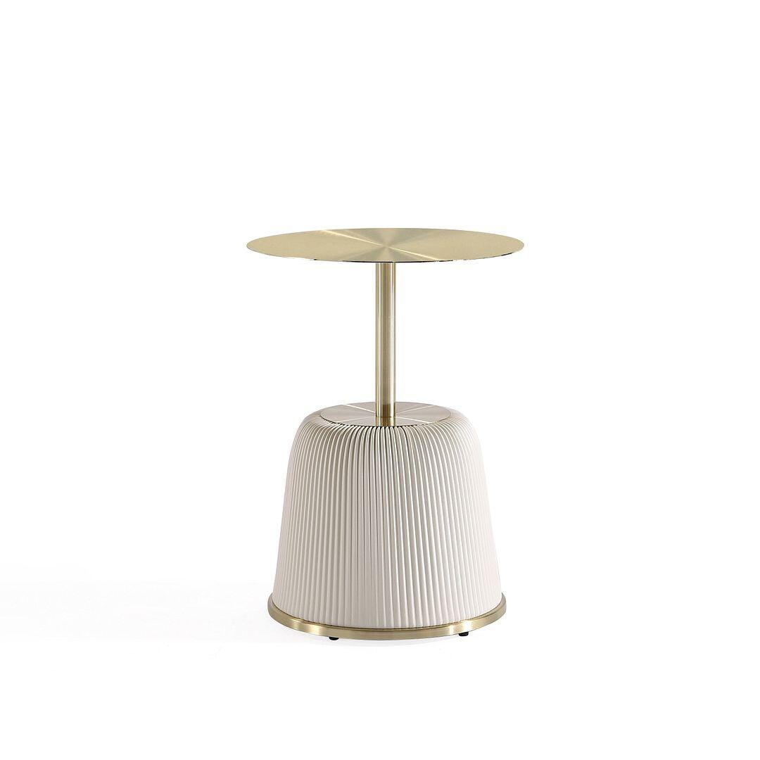 Manhattan Comfort Anderson Leatherette Accent End Table, Cream, large