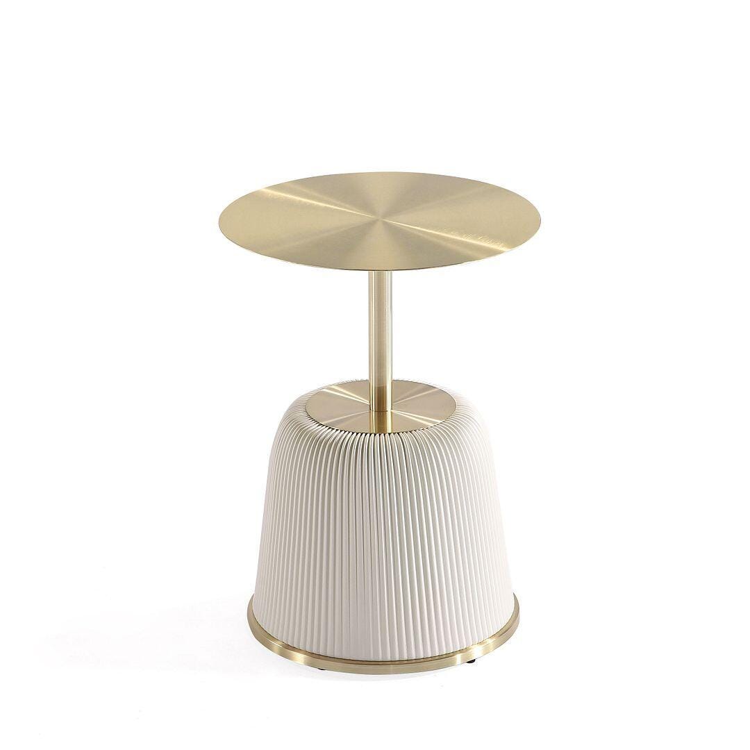 Manhattan Comfort Anderson Leatherette Accent End Table, Cream, large