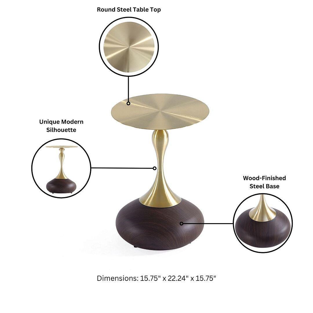 Manhattan Comfort Patchin Accent End Table with Base and Tabletop, , large