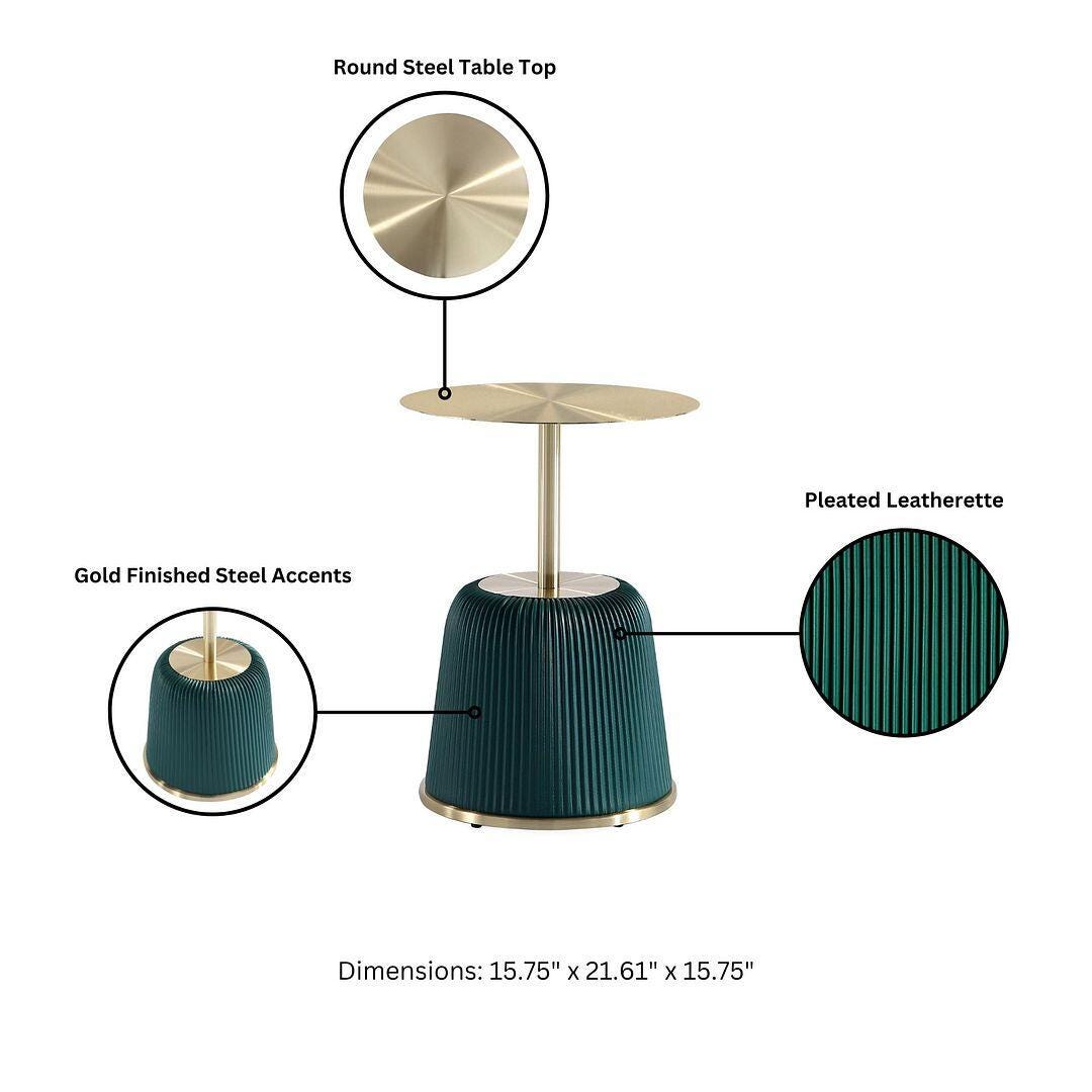 Manhattan Comfort Anderson Leatherette Accent End Table, Green, large