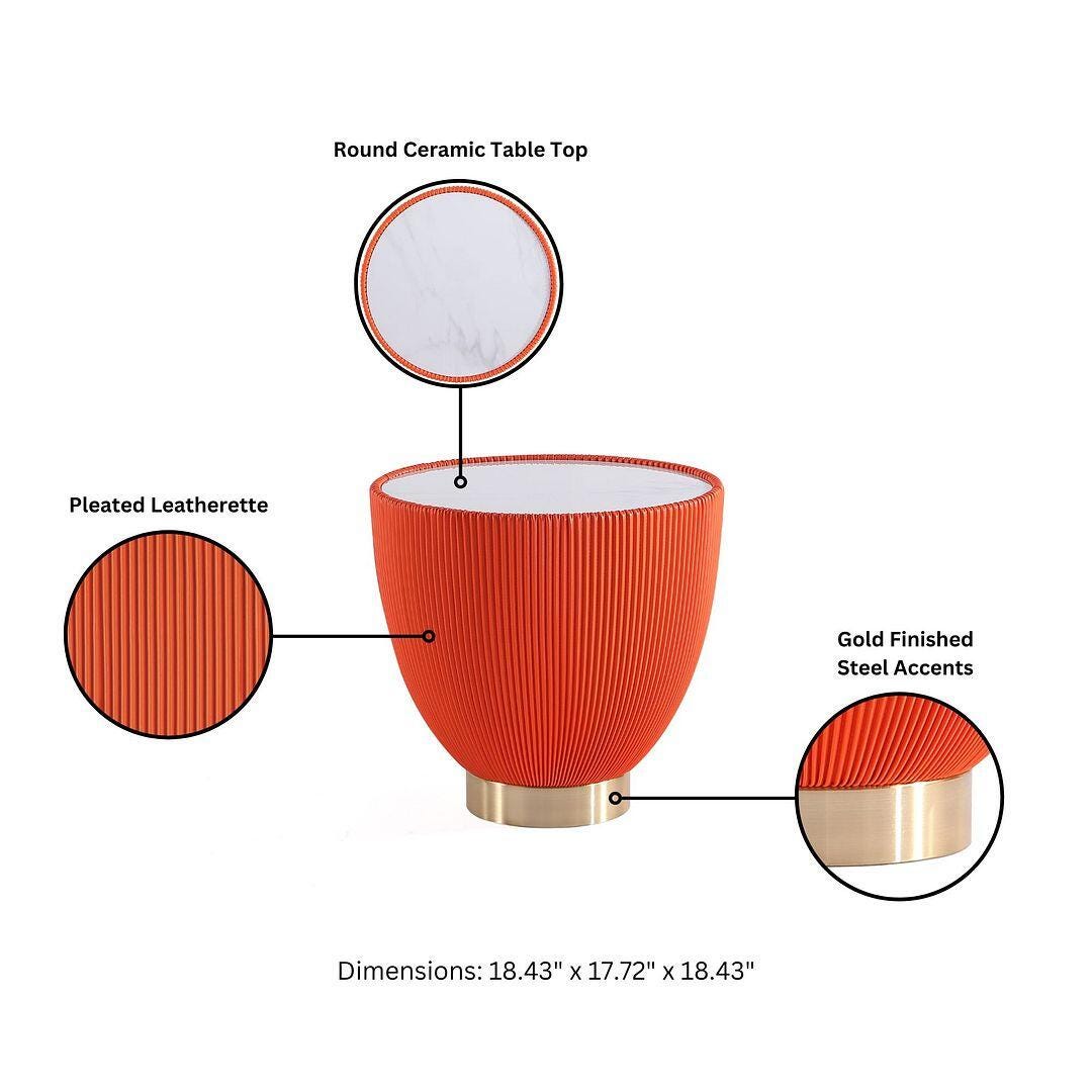 Manhattan Comfort Anderson Accent End Table, Orange, large
