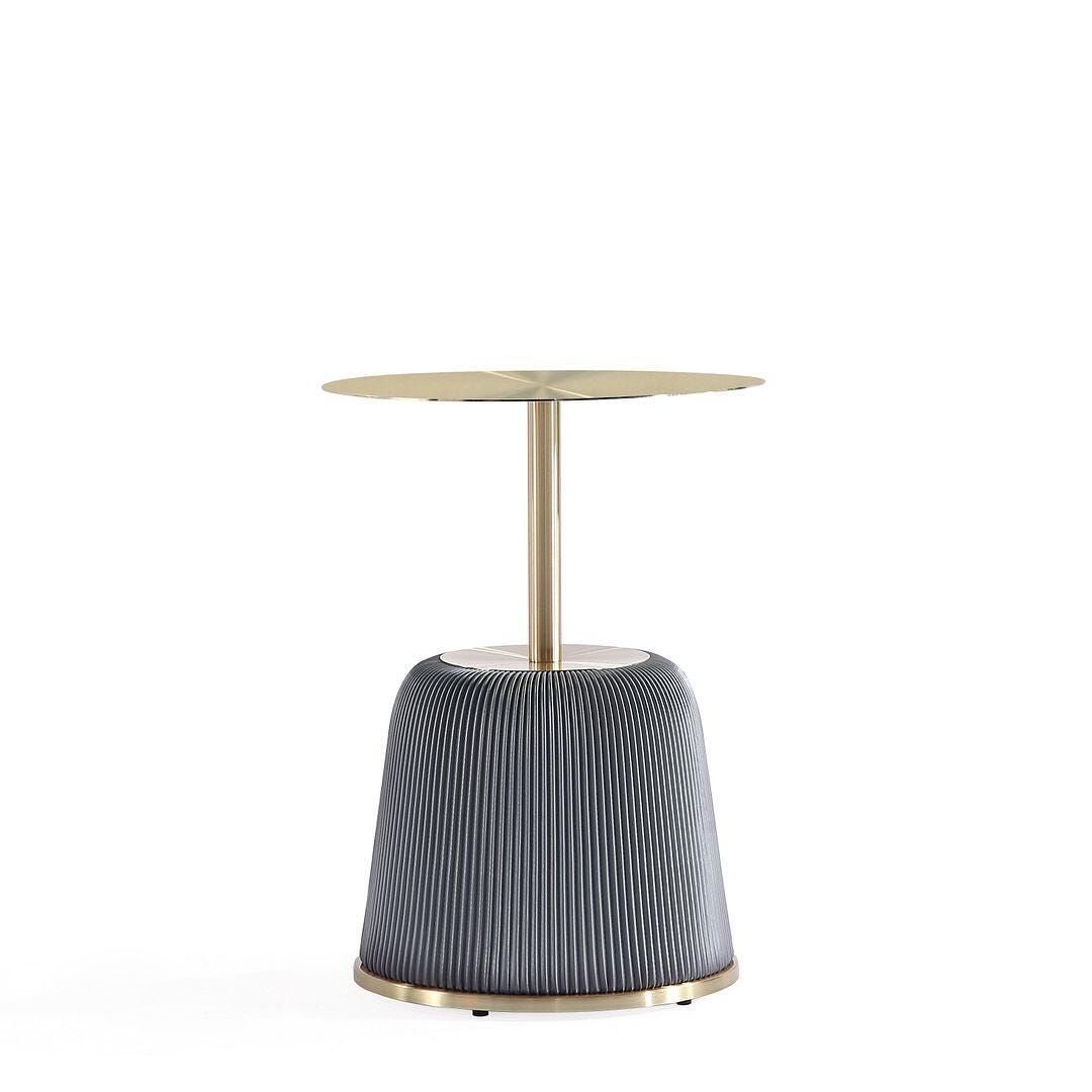 Manhattan Comfort Anderson Leatherette Accent End Table, Gray, large
