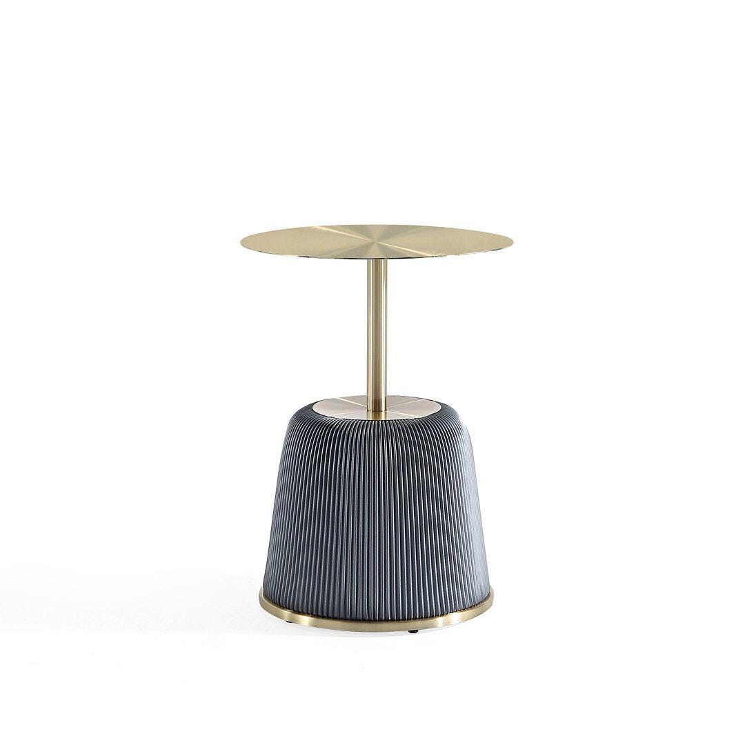 Manhattan Comfort Anderson Leatherette Accent End Table, Gray, large