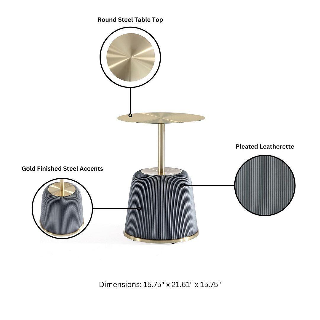 Manhattan Comfort Anderson Leatherette Accent End Table, Gray, large