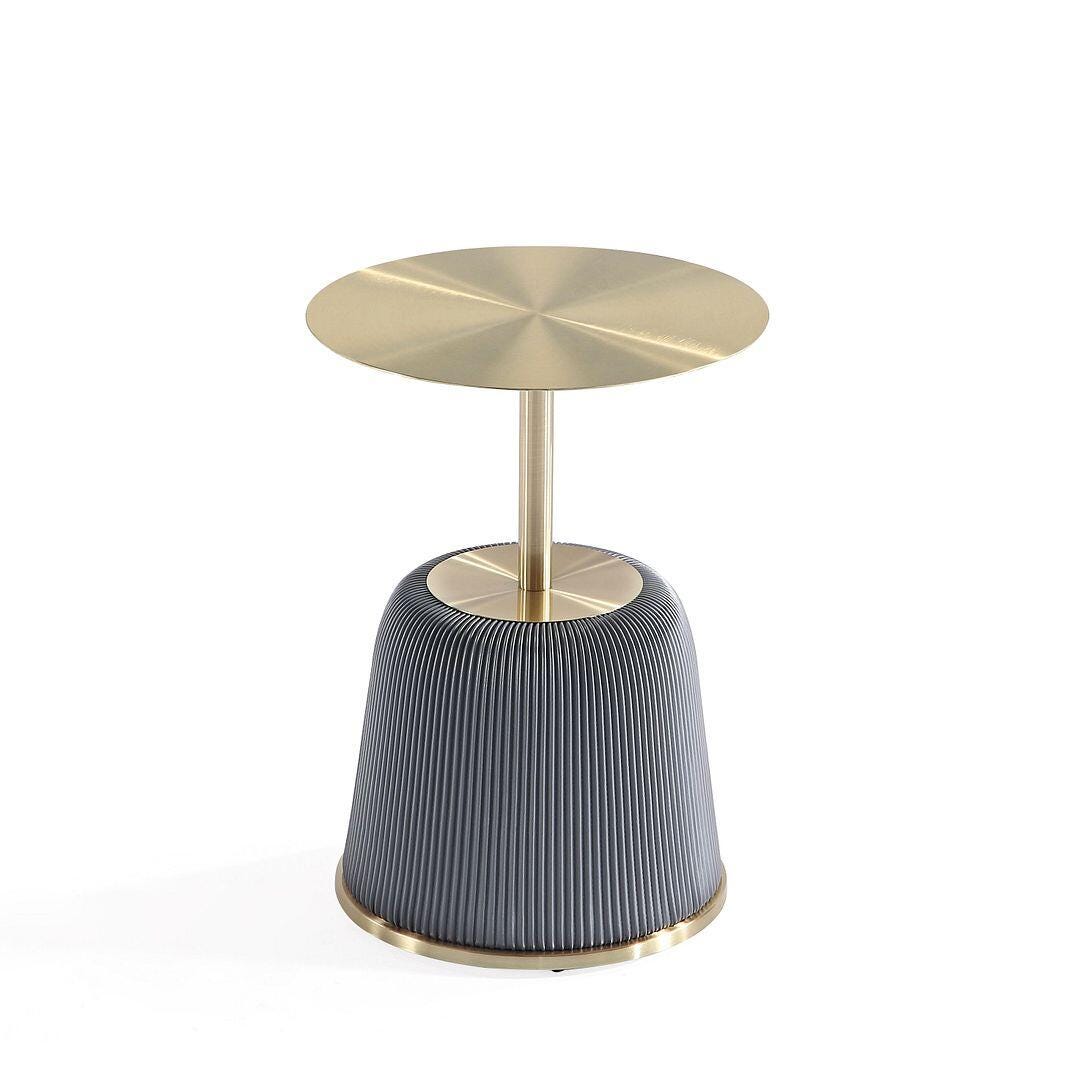 Manhattan Comfort Anderson Leatherette Accent End Table, Gray, large