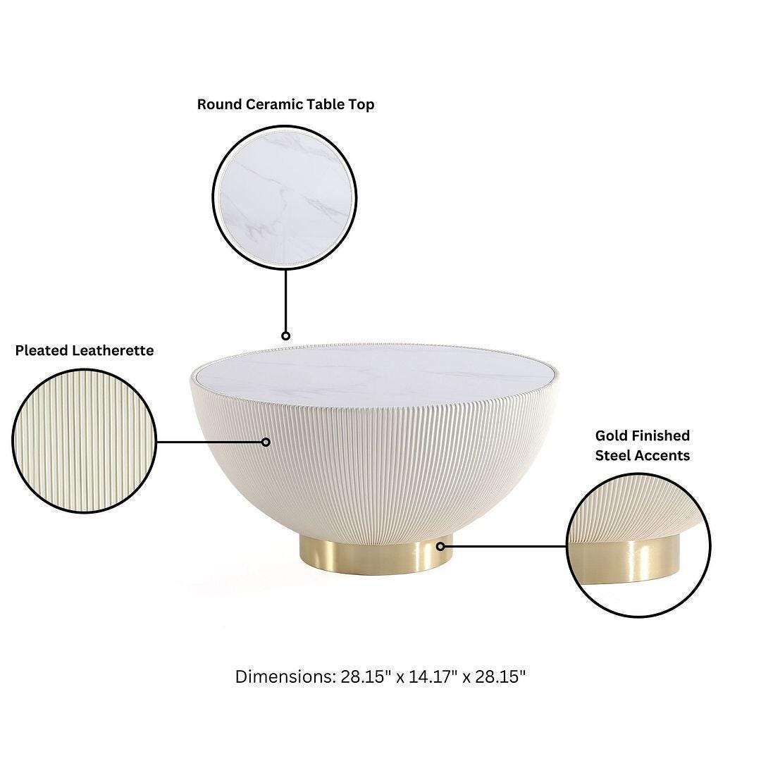 Manhattan Comfort Anderson Coffee Table, Cream, large