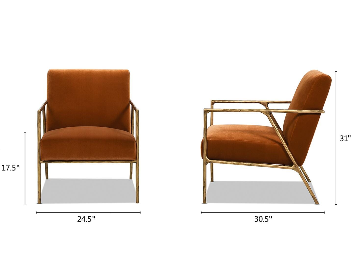 Jennifer Taylor Home Aerin Accent Arm Chair, Burnt Orange, large