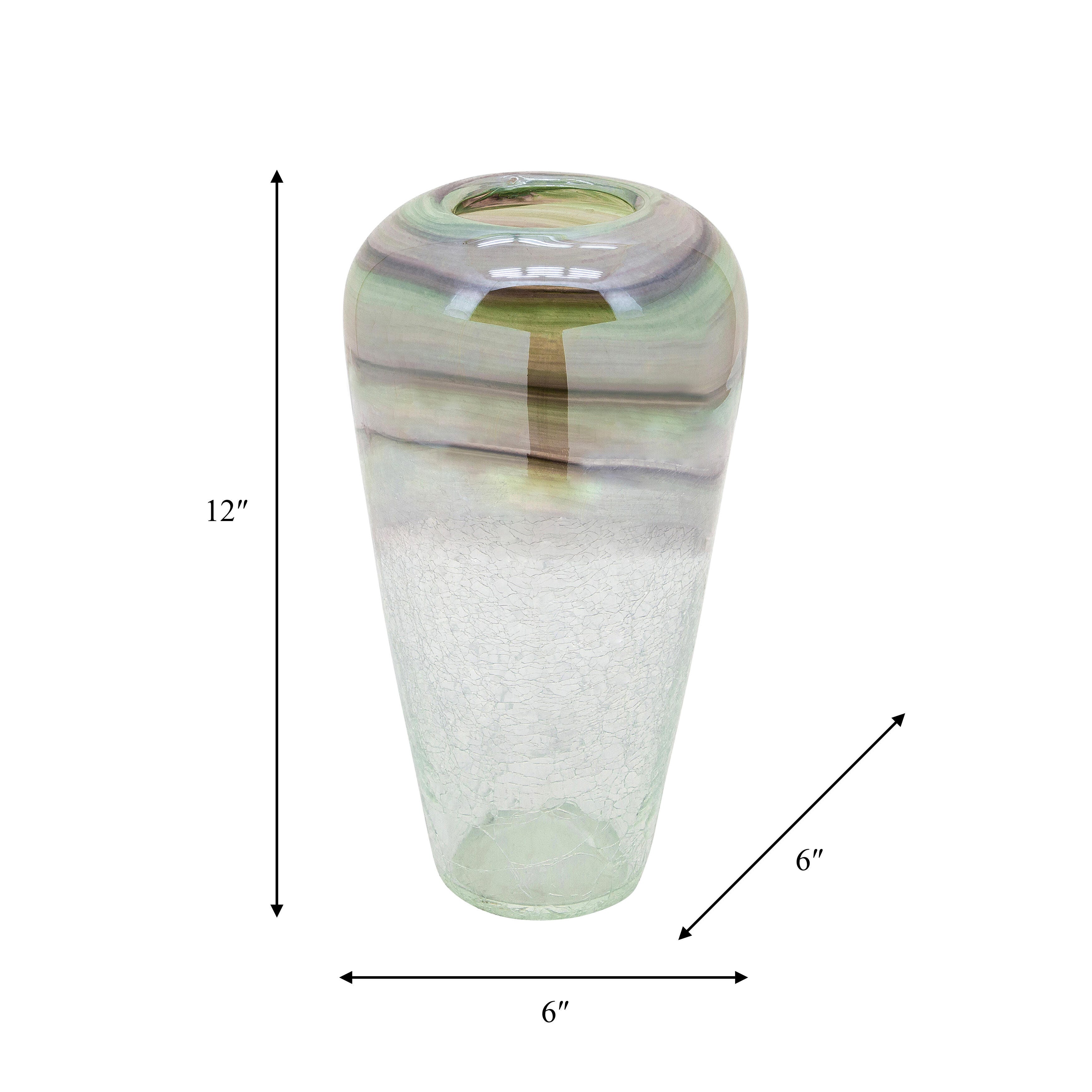 Sagebrook Home Crackled Medium Vase, Clear/Frost, large