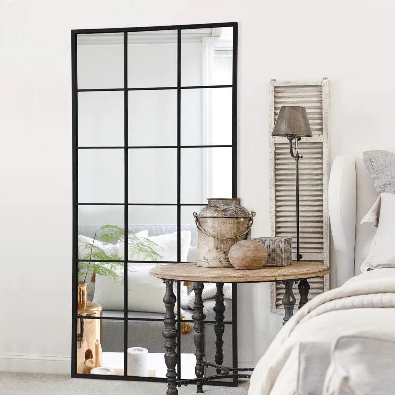 Dulcea Full Length Frame Window Mirror, Black, large