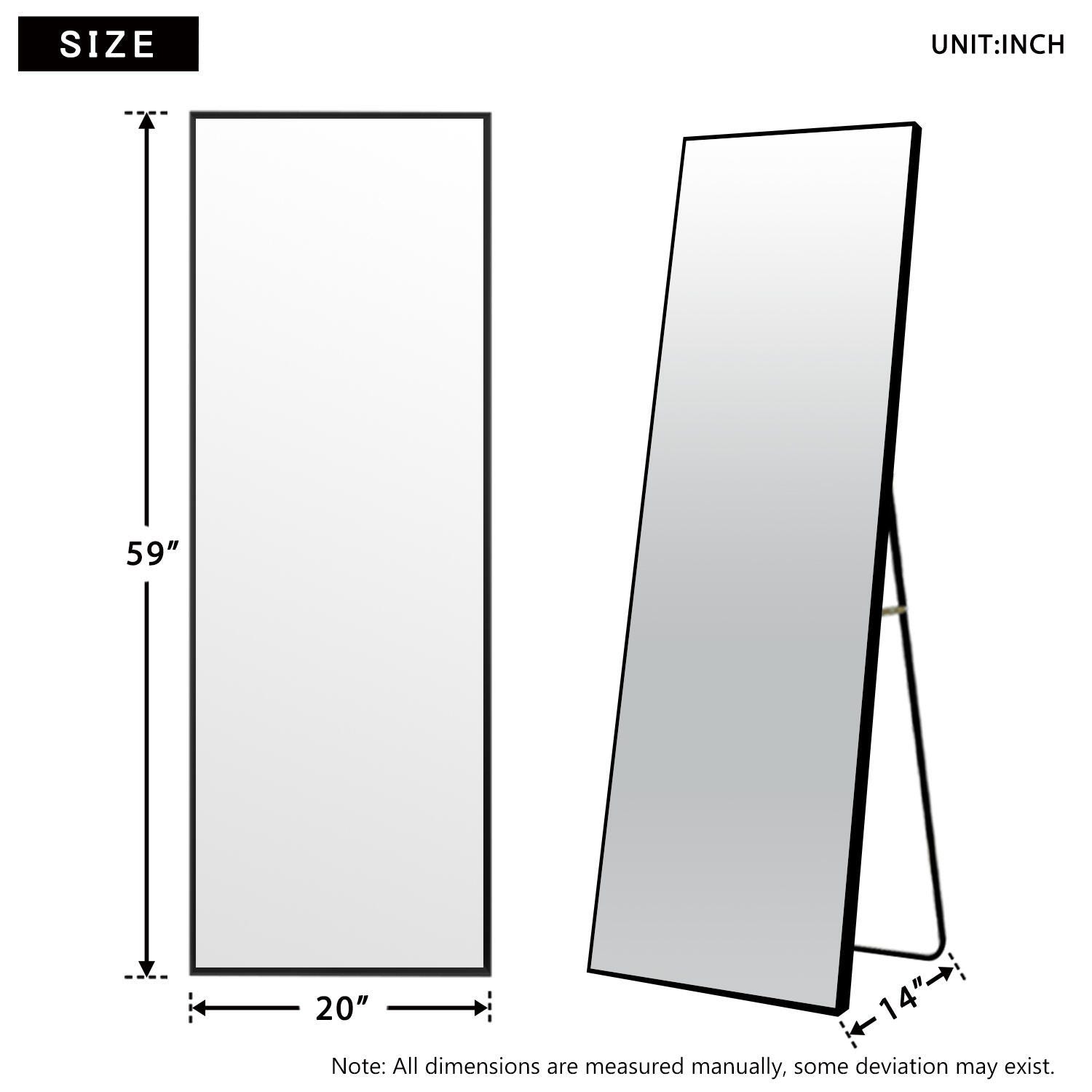 Dulcea 59" Tall Framed Full Length Mirror, Black, large