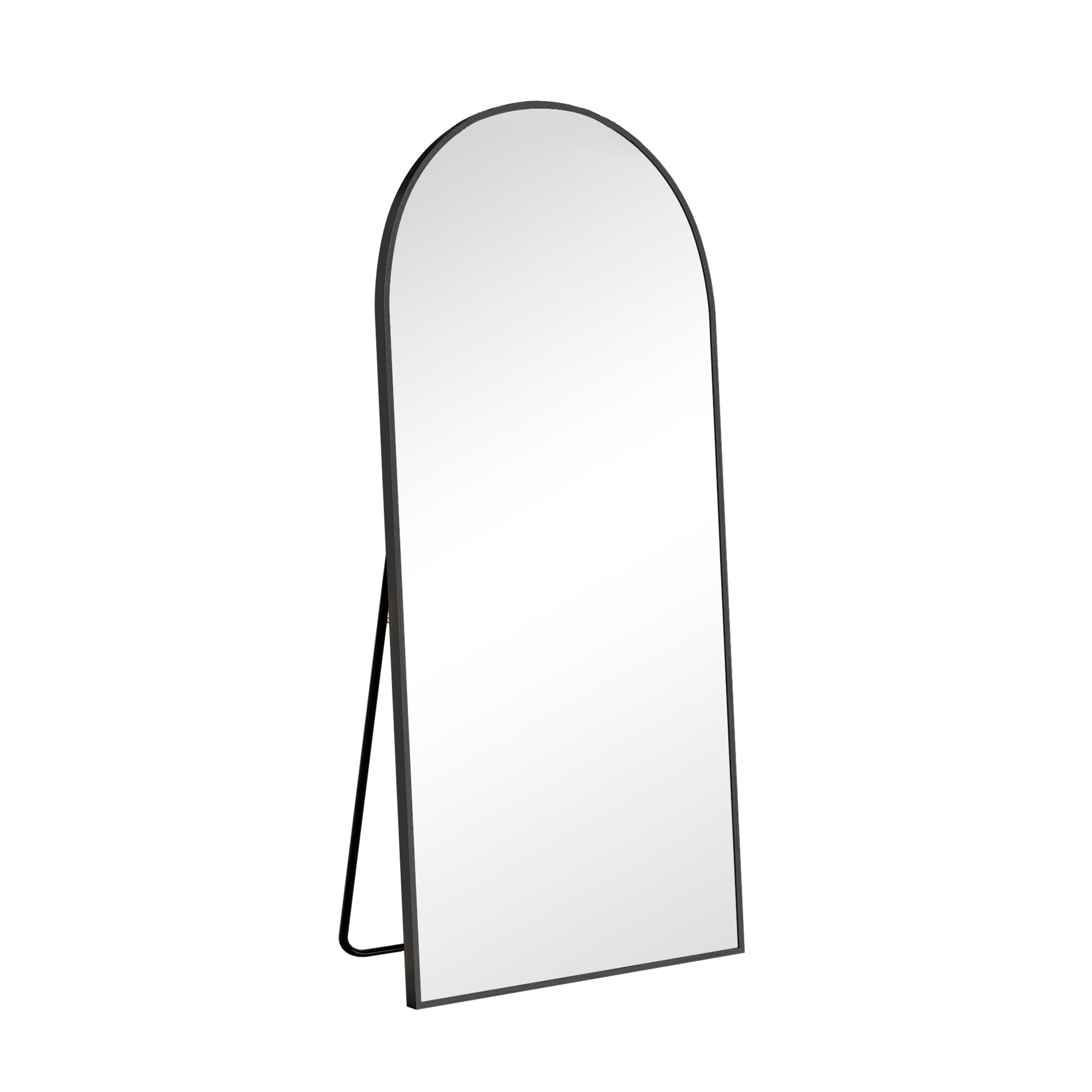 Dulcea Large Full Length Arched Free Standing Body Mirror, Black, large