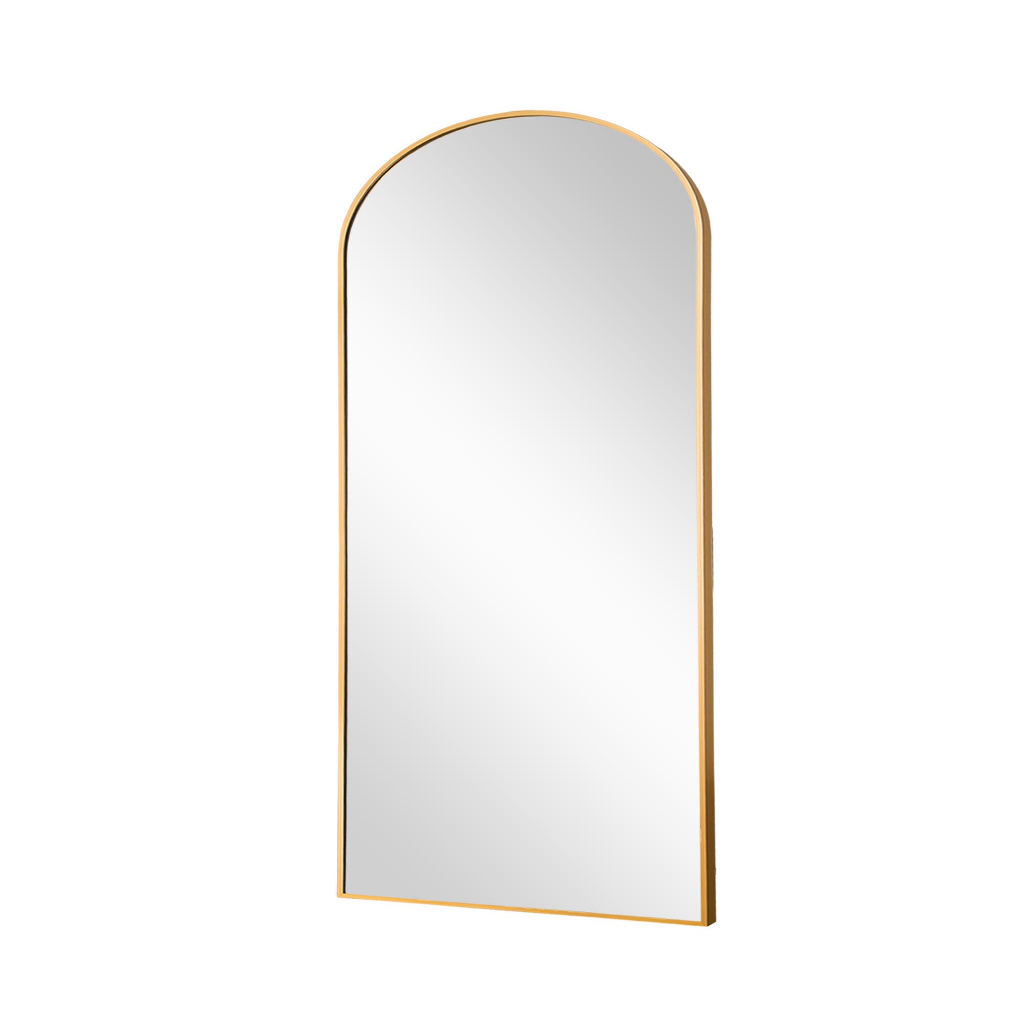 Dulcea Large Full Length Arched Free Standing Body Mirror, Gold, large