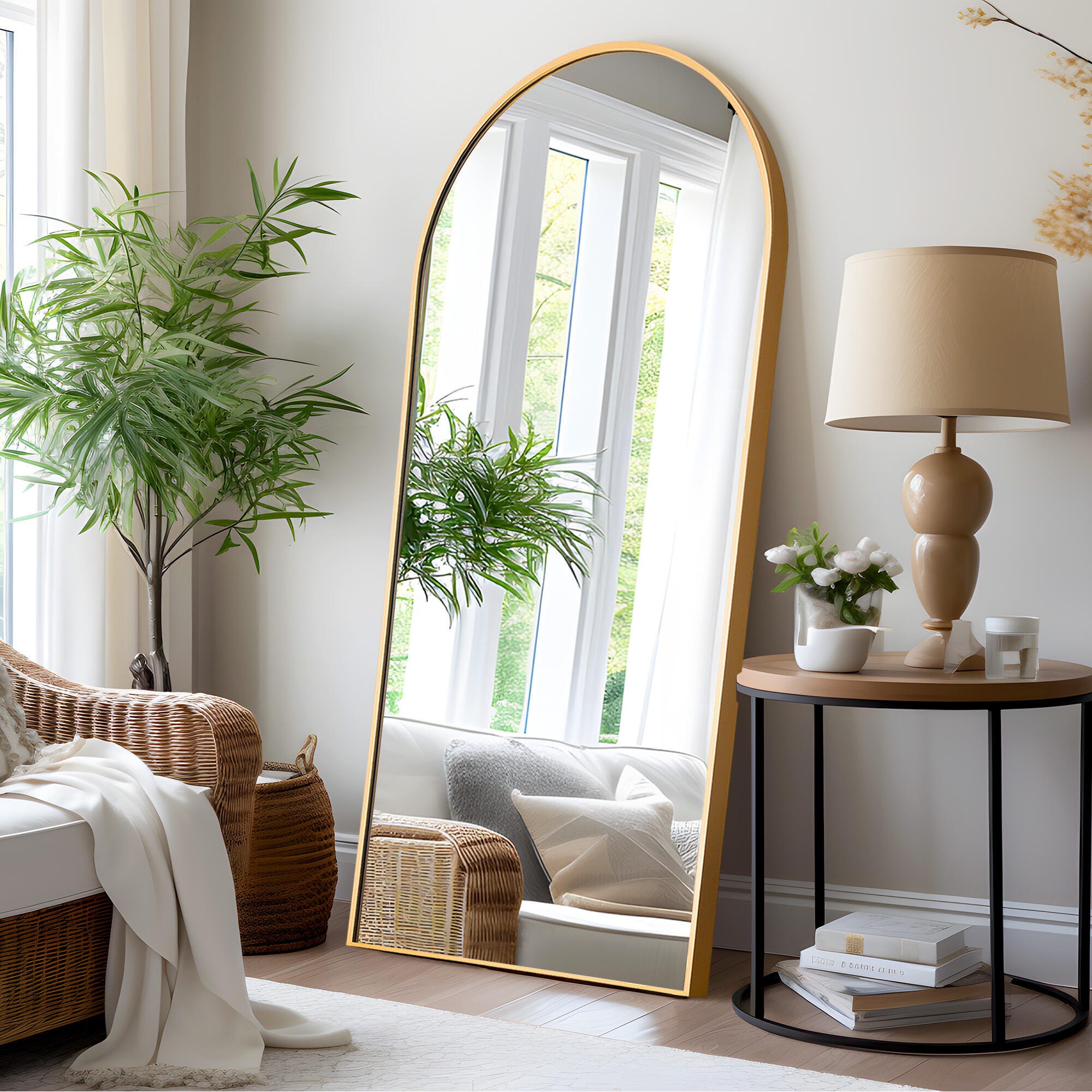 Dulcea Large Full Length Arched Free Standing Body Mirror | Ashley