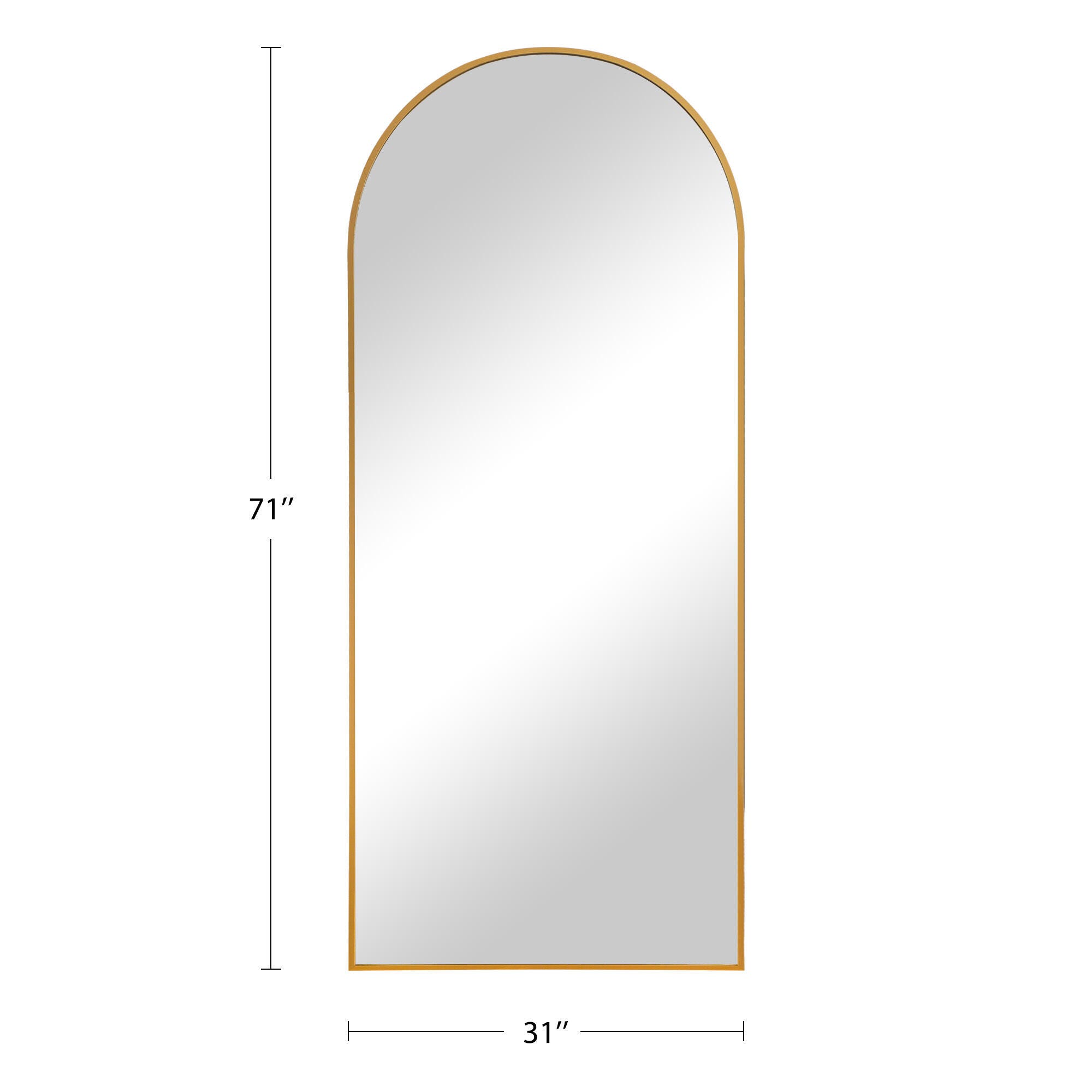 Dulcea Large Full Length Arched Free Standing Body Mirror, Gold, large