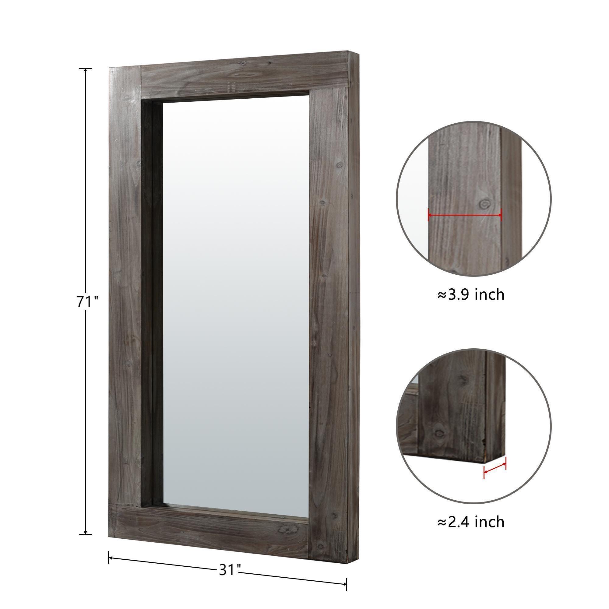 Dulcea Rectangular Framed Full Length Leaning Mirror, Gray, large