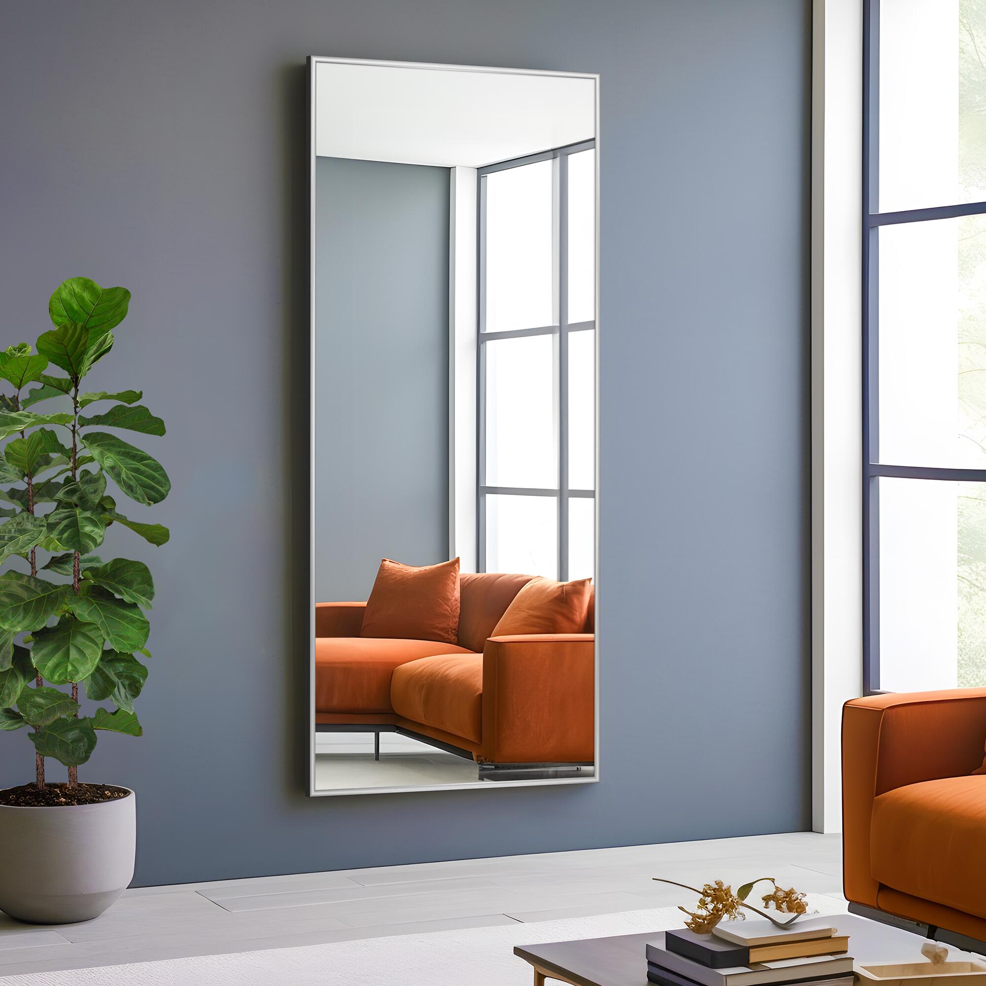 Dulcea 71" Tall Framed Full Length Mirror, Silver, large