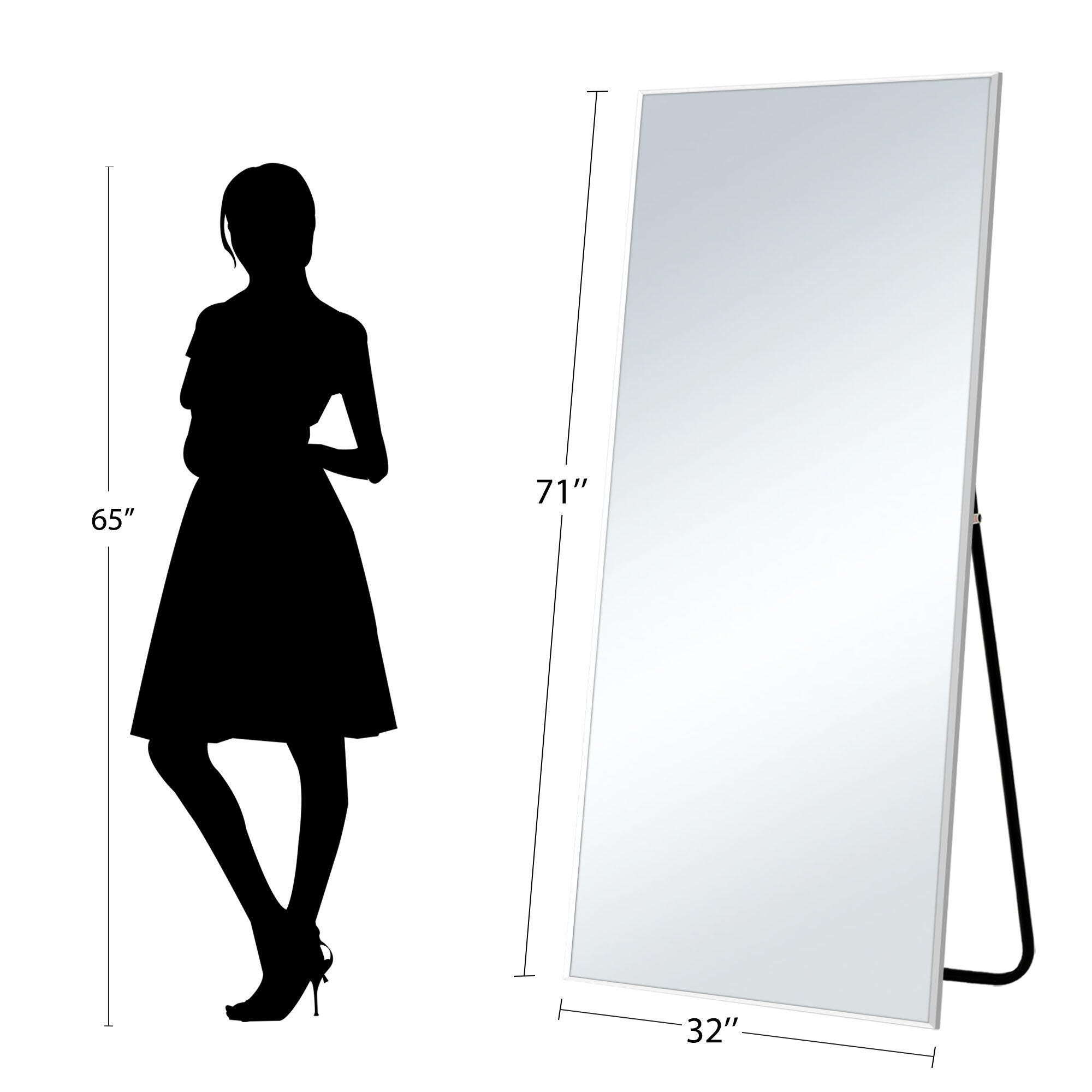 Dulcea 71" Tall Framed Full Length Mirror, Silver, large
