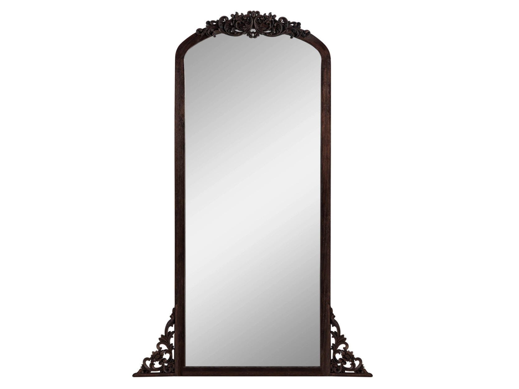 Dulcea Carved Full Length Mirror, Charcoal, large