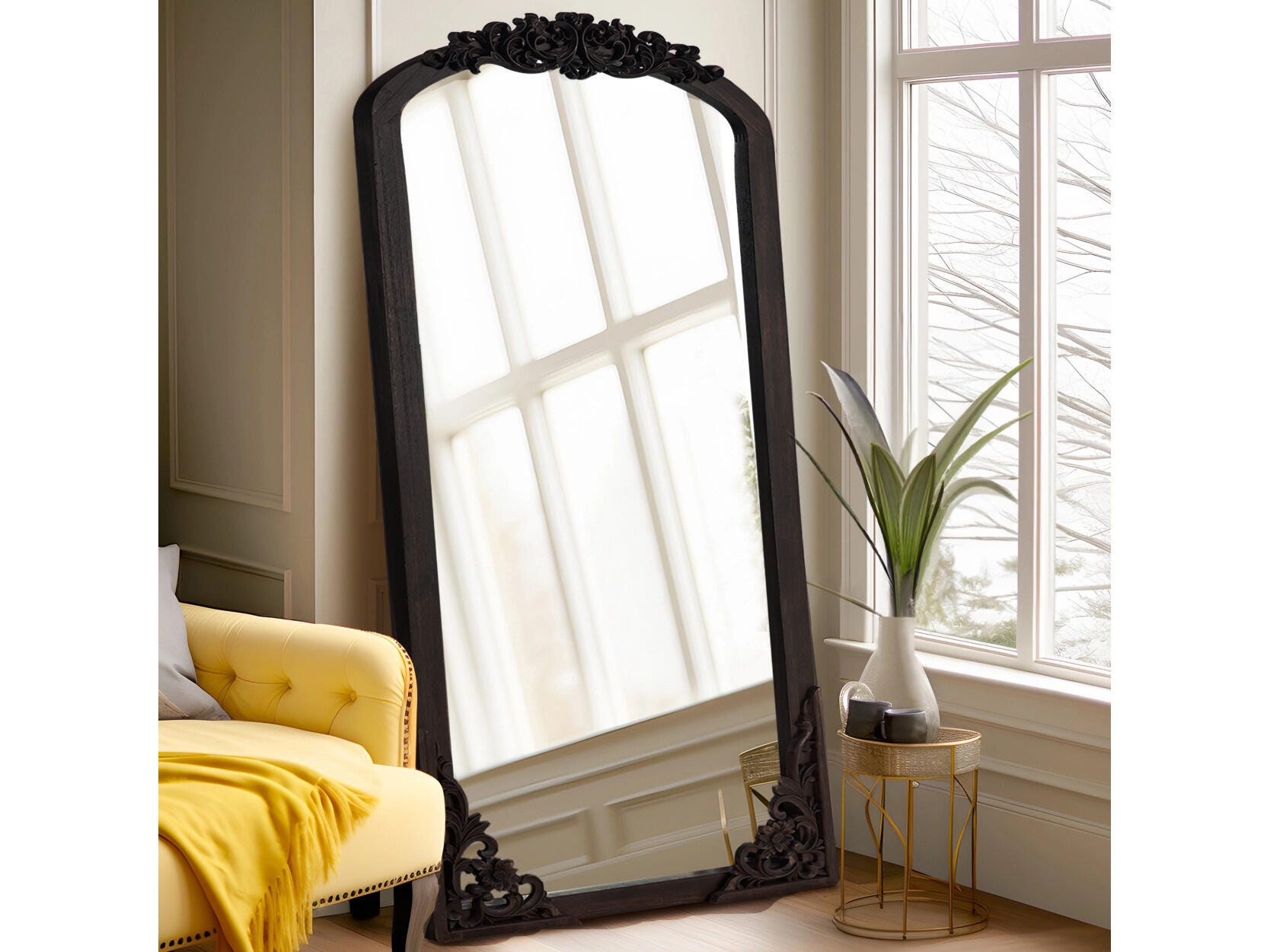 【あっきー】JATI TUA MIRROR L ／ 全身鏡／IDEE購入 Dulcea Carved Full Length Mirror | Ashley