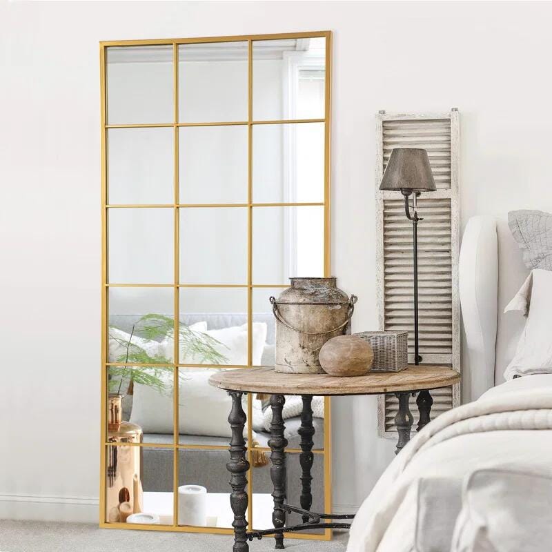 Dulcea Full Length Frame Window Mirror, Gold, large