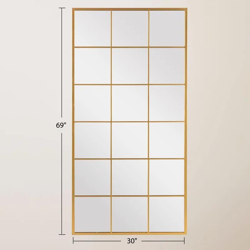 Dulcea Full Length Frame Window Mirror, Gold, large