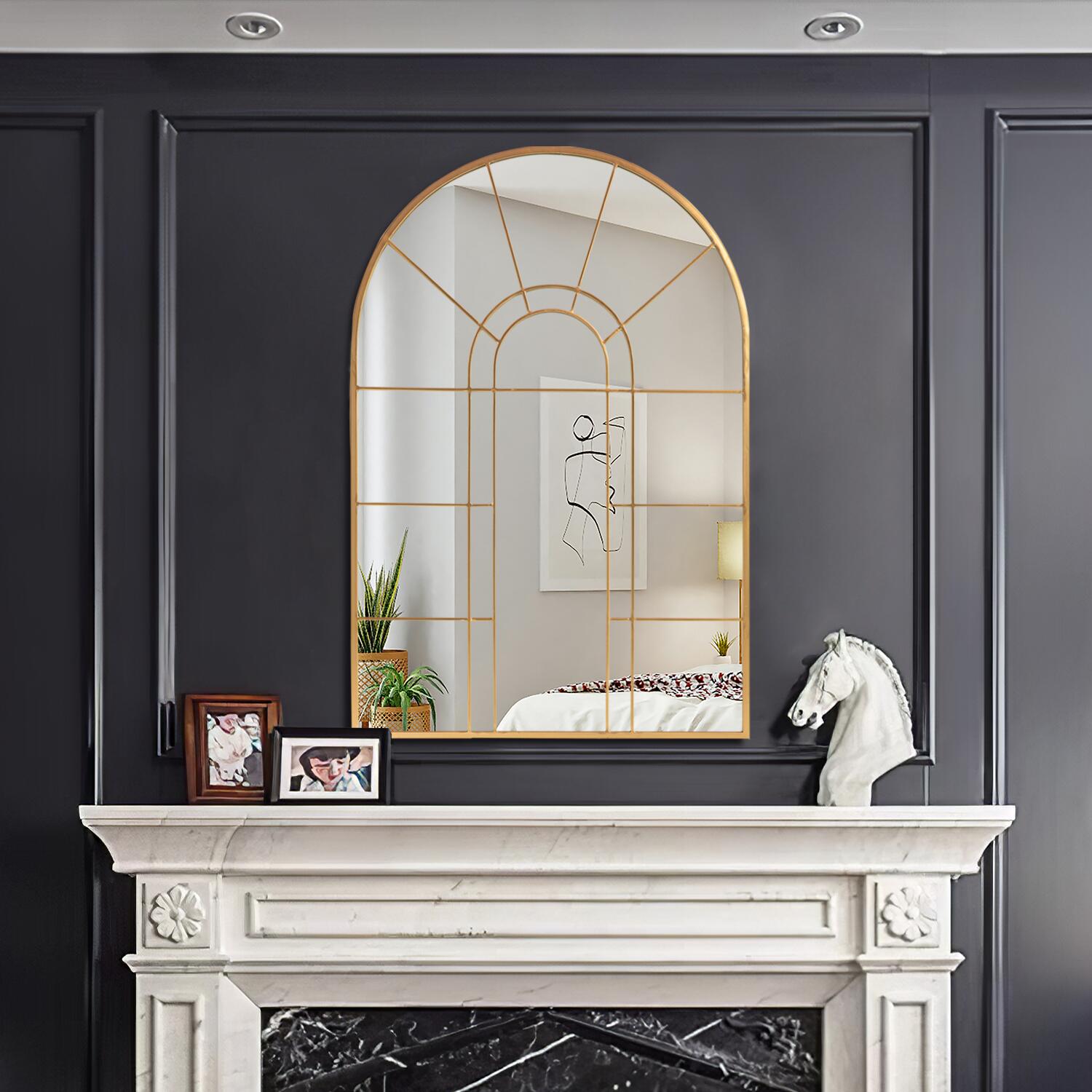 Dulcea Large Arched Wall Mirror, Gold, large