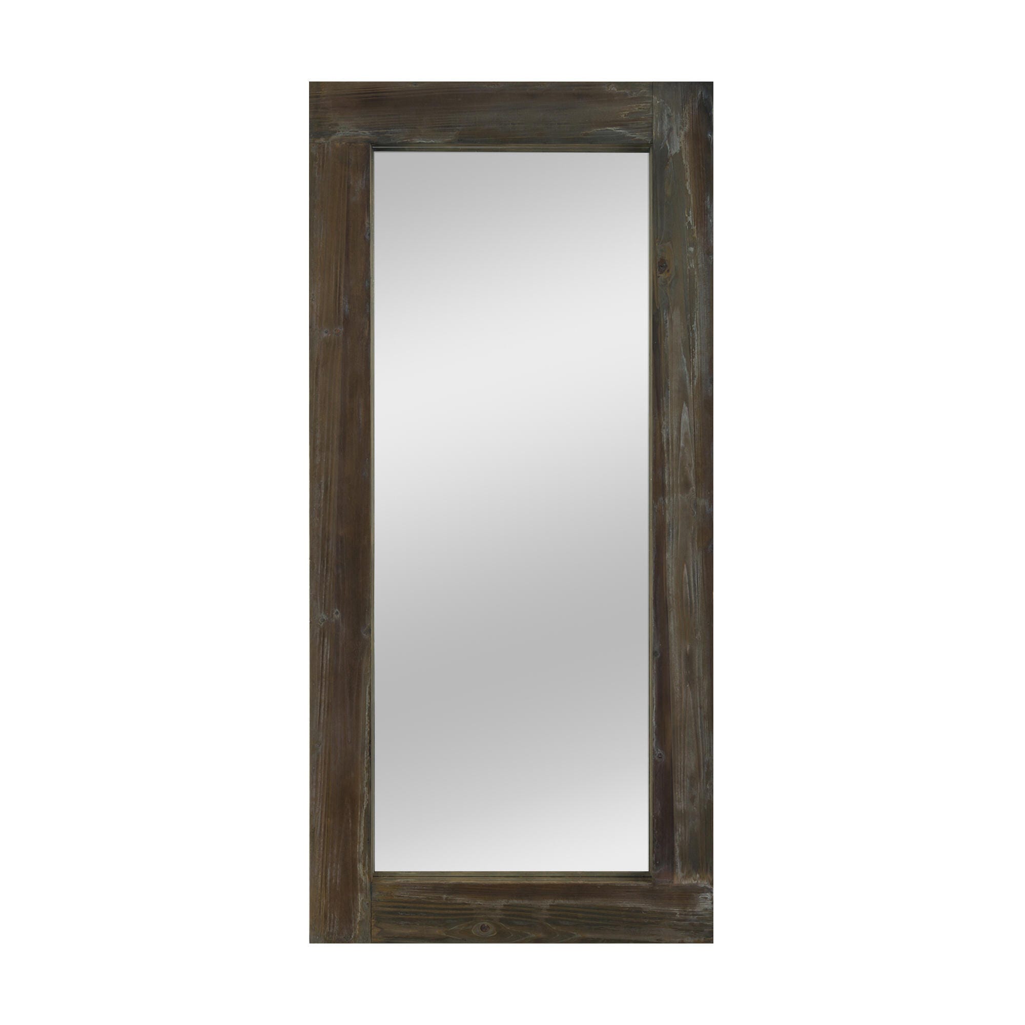 Dulcea Rectangular Framed Full Length Leaning Mirror, Brown, large