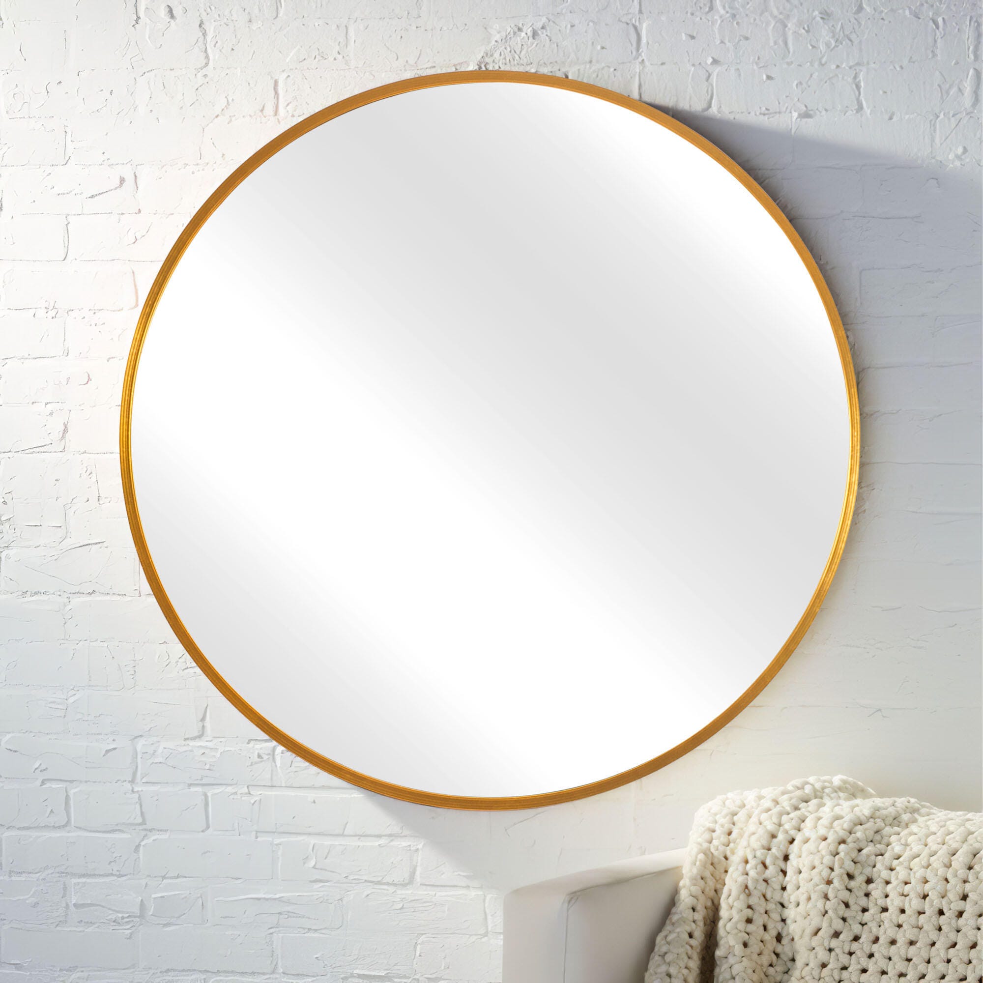 Dulcea Large Classic Round Accent Mirror, Gold, large