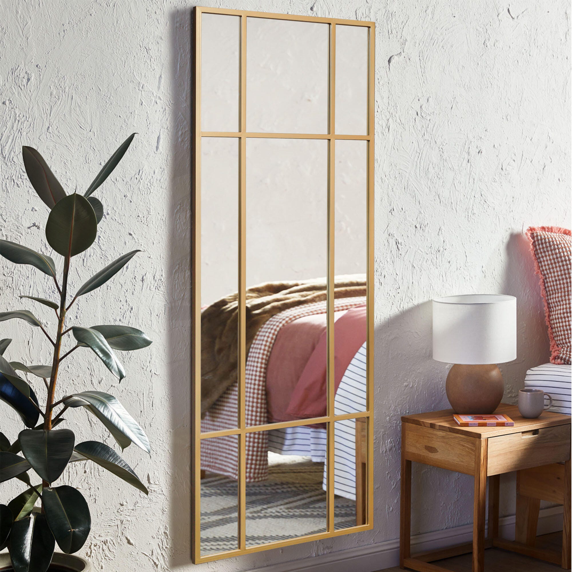 Dulcea Small Arched Frame Wall Mirror, Gold, large