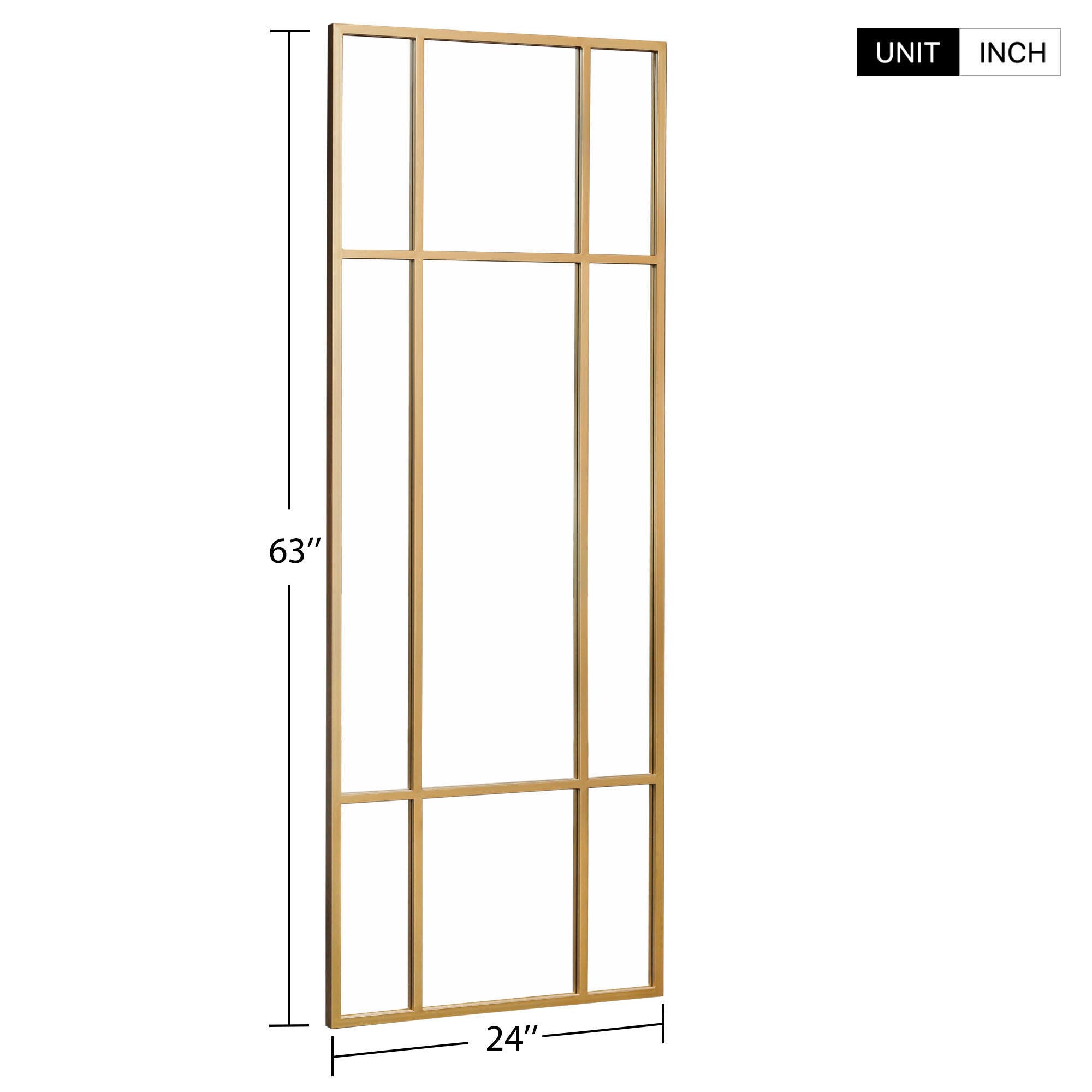 Dulcea Small Arched Frame Wall Mirror, Gold, large